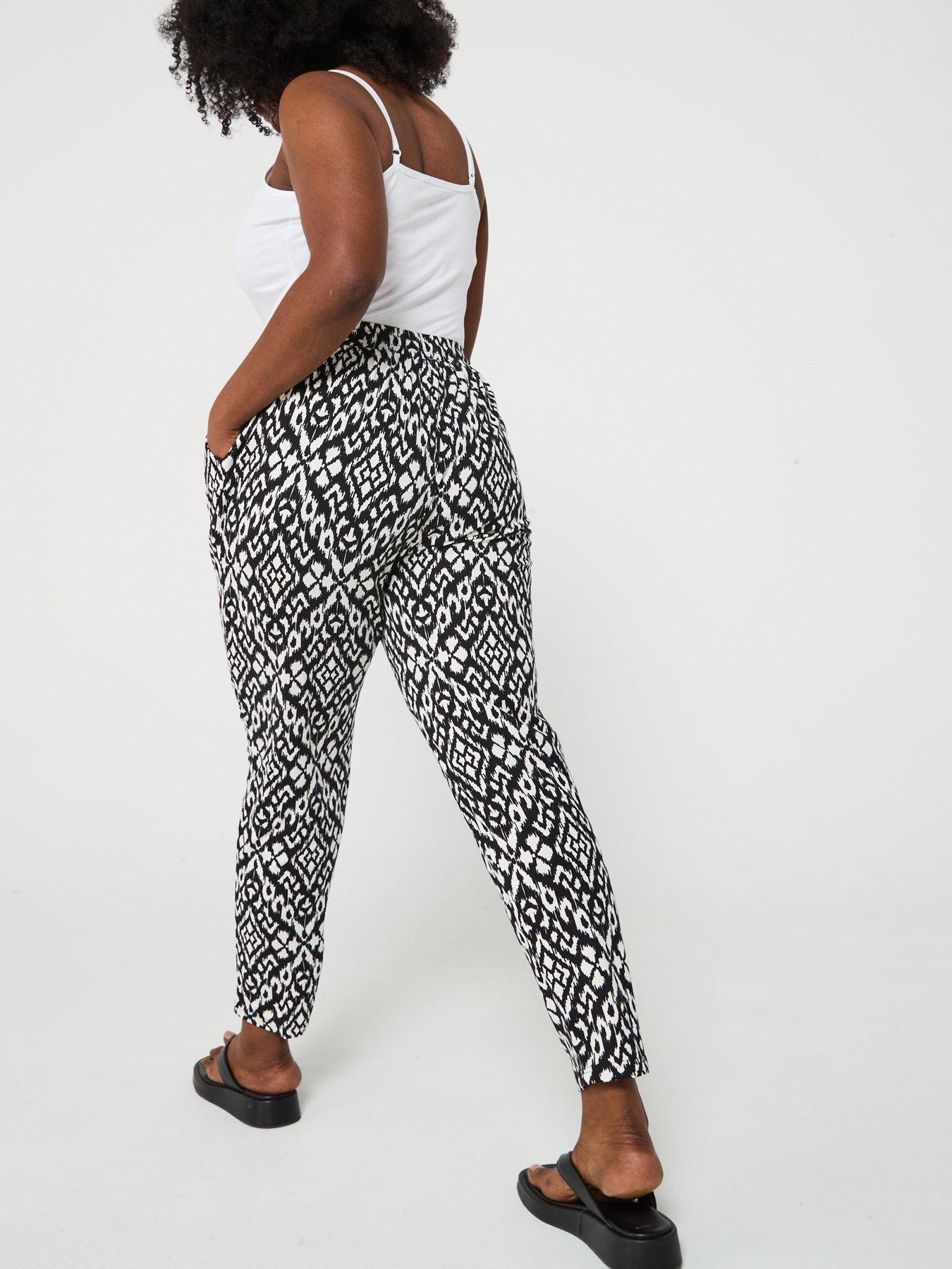  image of v-by-very-curve-jersey-tapered-leg-trouser-monochrome-print