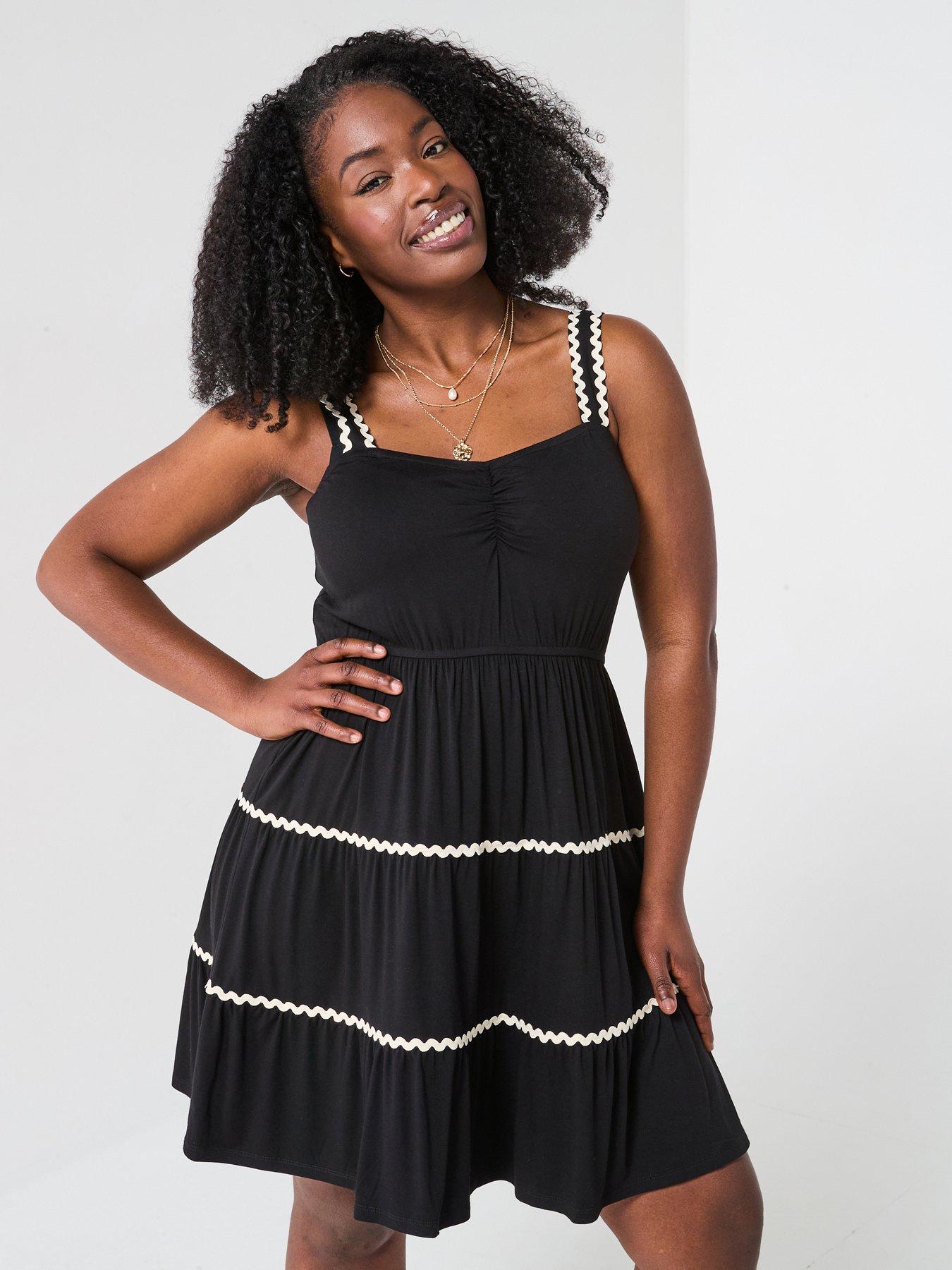  image of v-by-very-curve-strappy-mini-dress
