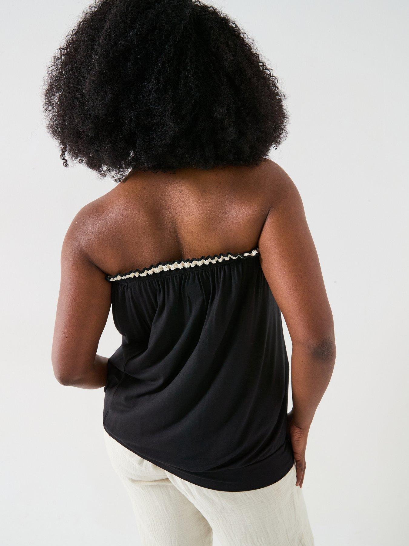 stillFront image of v-by-very-curve-bandeau-banded-hem-top-black