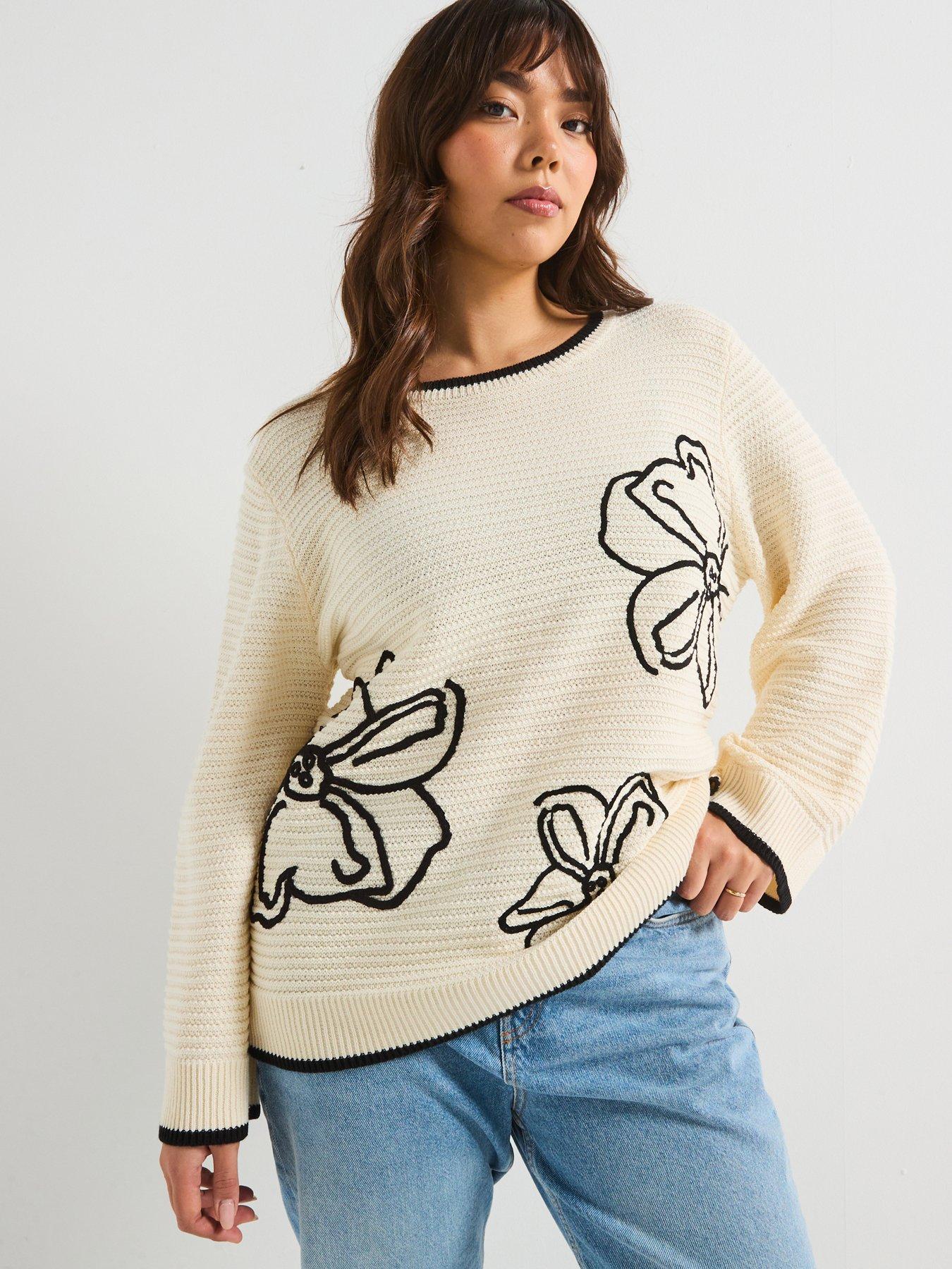 v-by-very-curve-floral-embroidered-knitted-jumper-beige