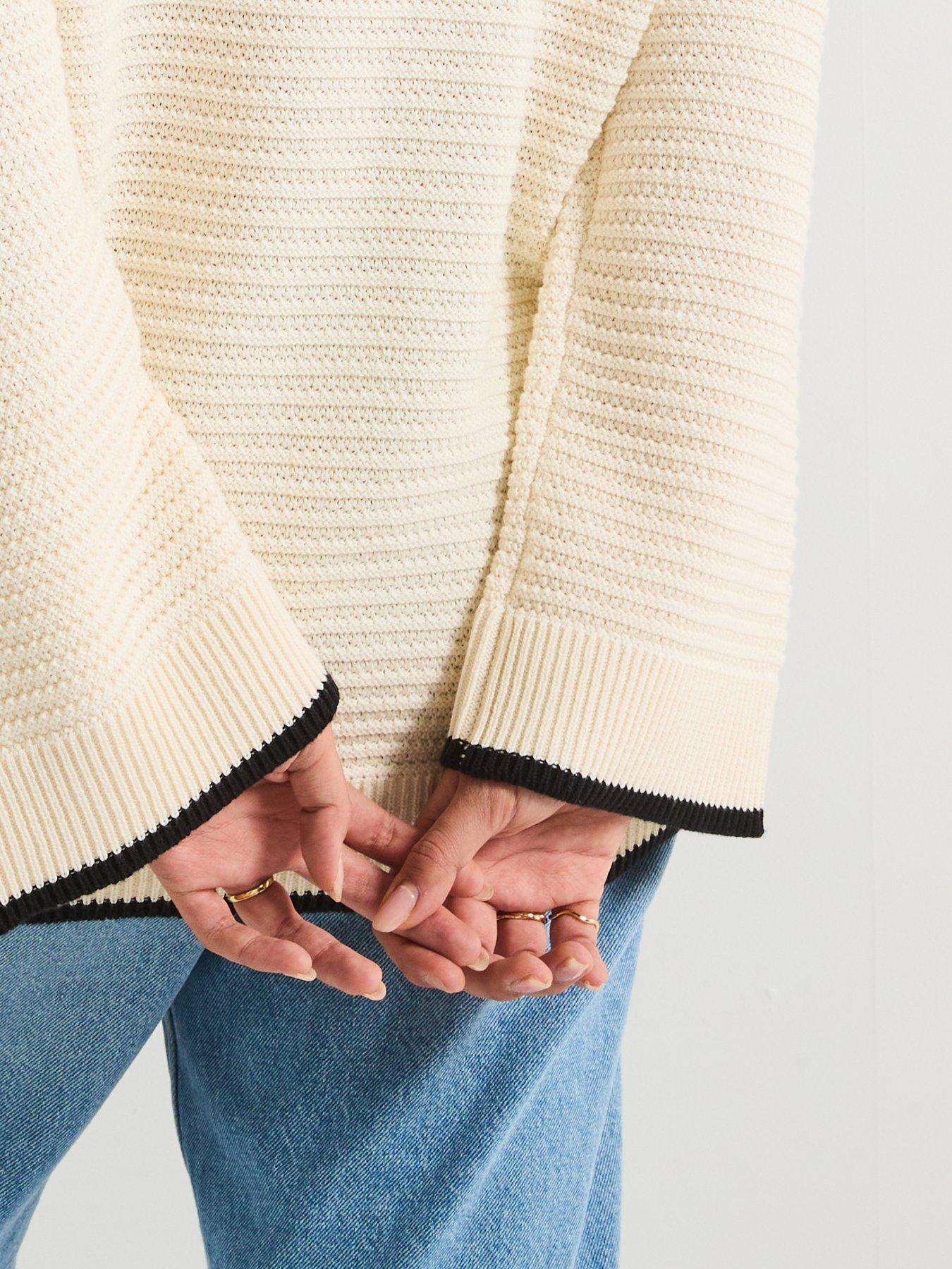  image of v-by-very-curve-floral-embroidered-knitted-jumper-beige