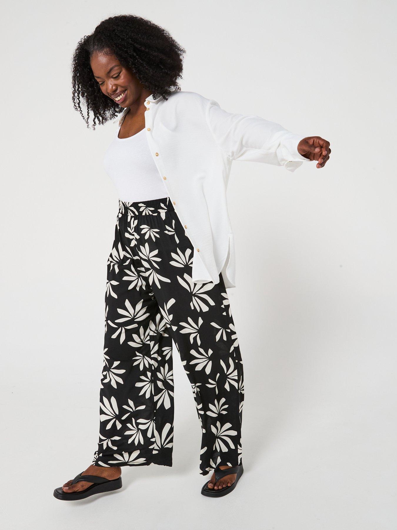  image of v-by-very-curve-printed-wide-leg-trouser