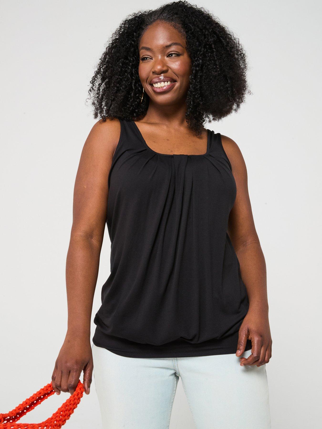  image of v-by-very-curve-banded-hem-vest-black