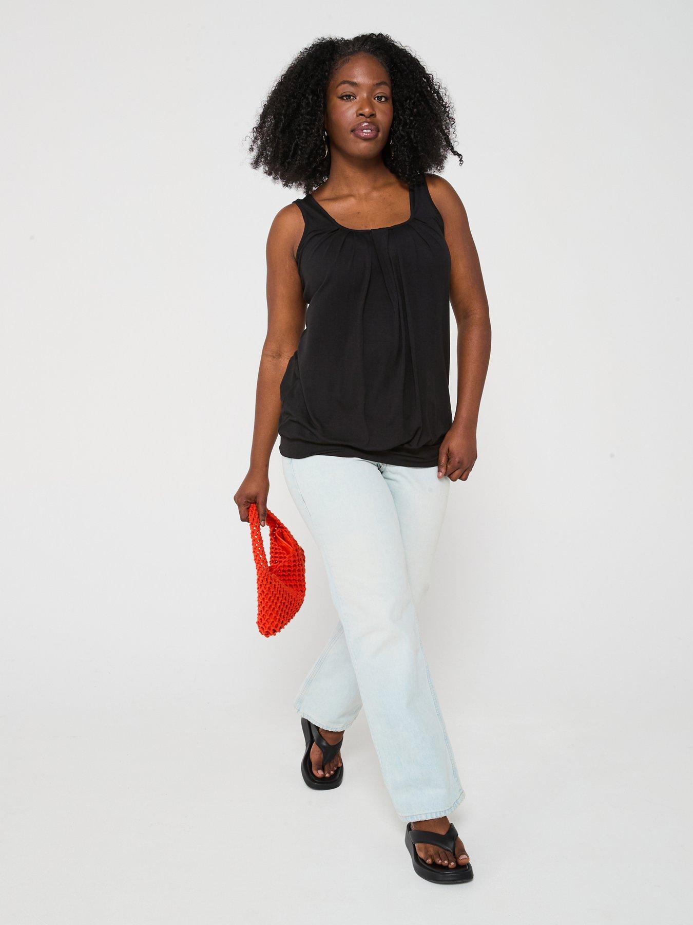  image of v-by-very-curve-banded-hem-vest-black