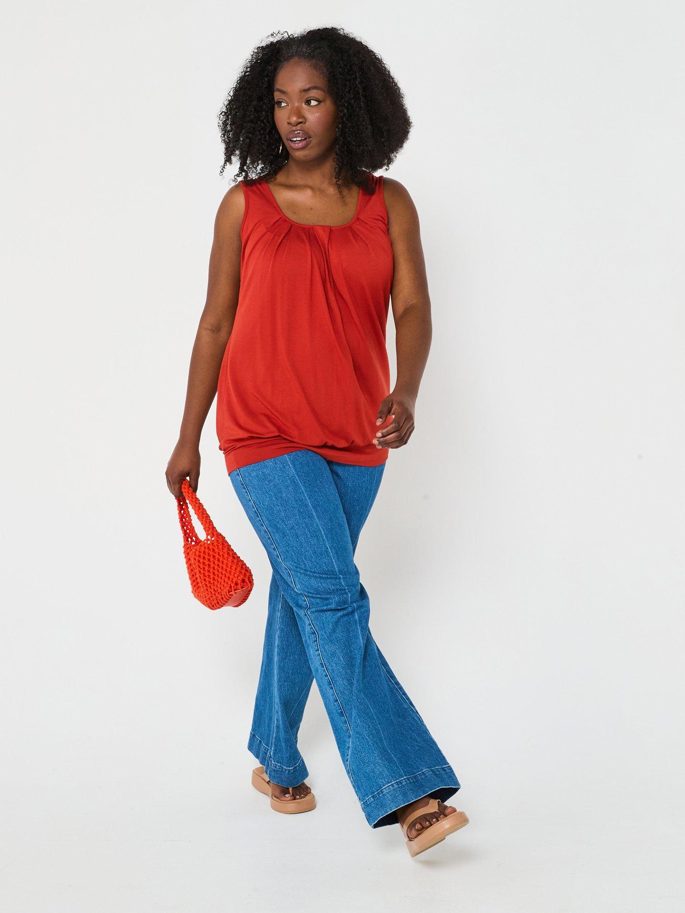 v-by-very-curve-banded-hem-vest-rust