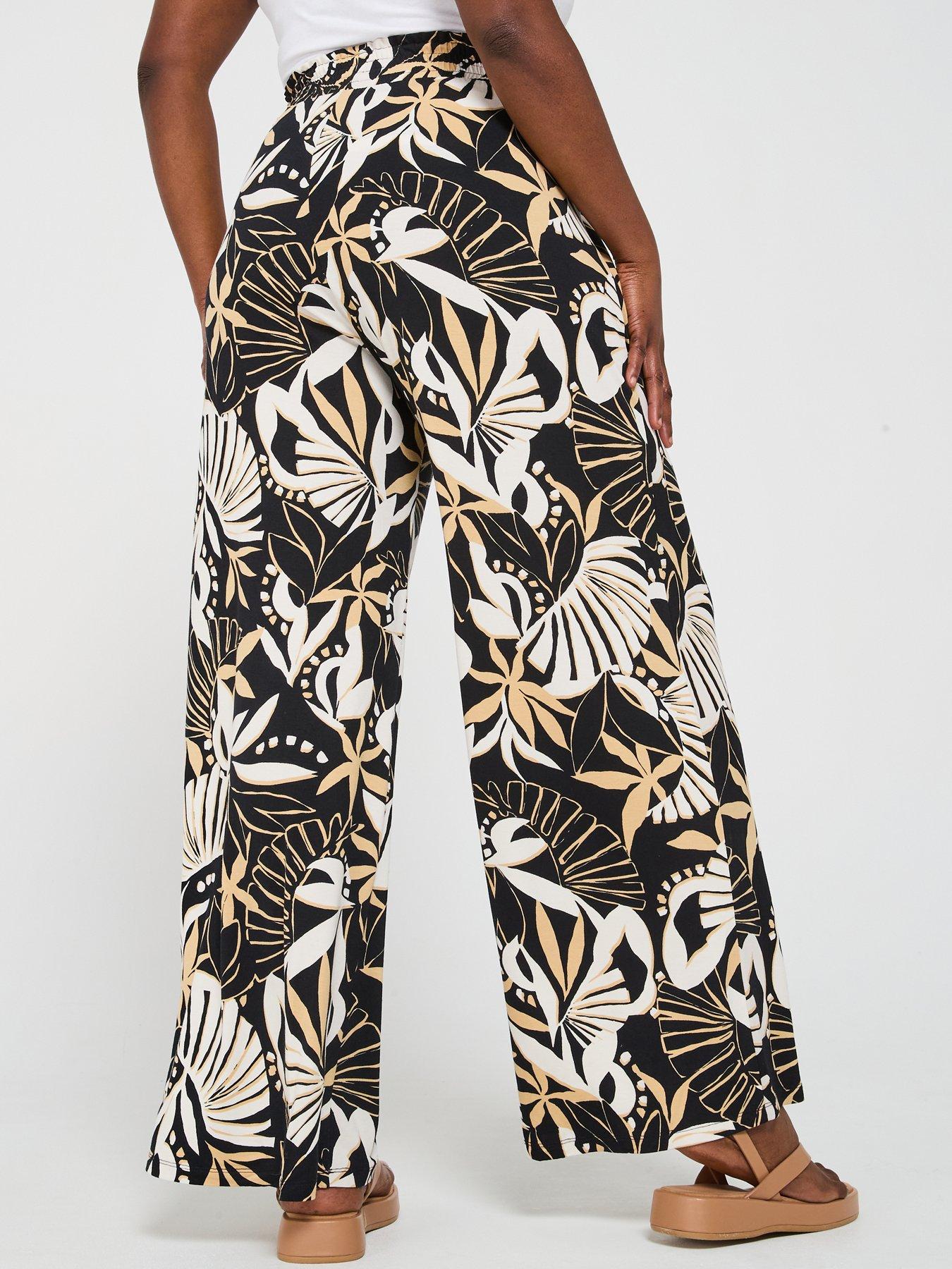 Image 2 of 6 of V by Very Curve Jersey Wide Leg Trouser - Print