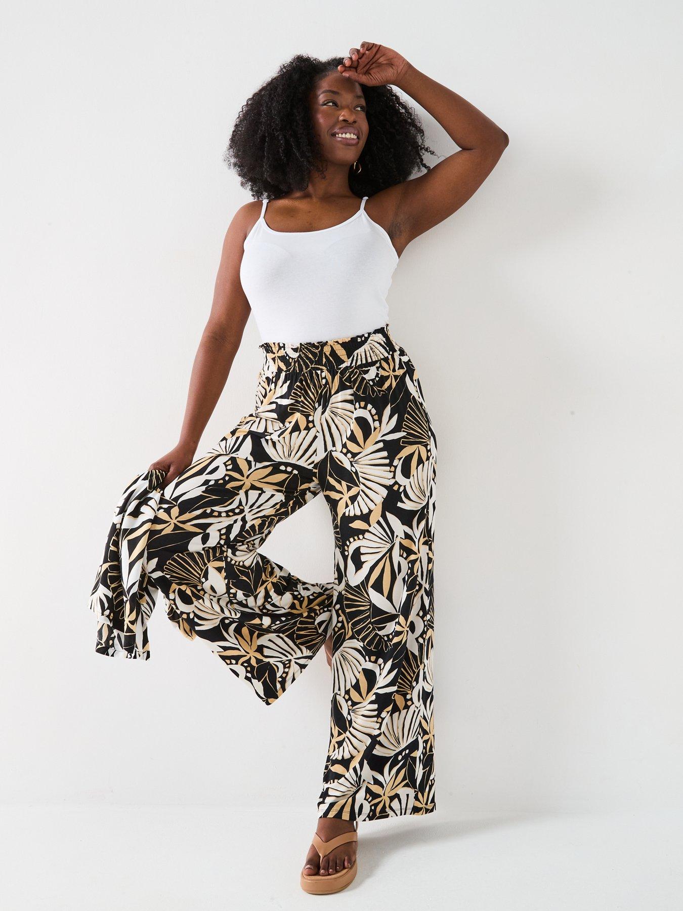 Image 3 of 6 of V by Very Curve Jersey Wide Leg Trouser - Print