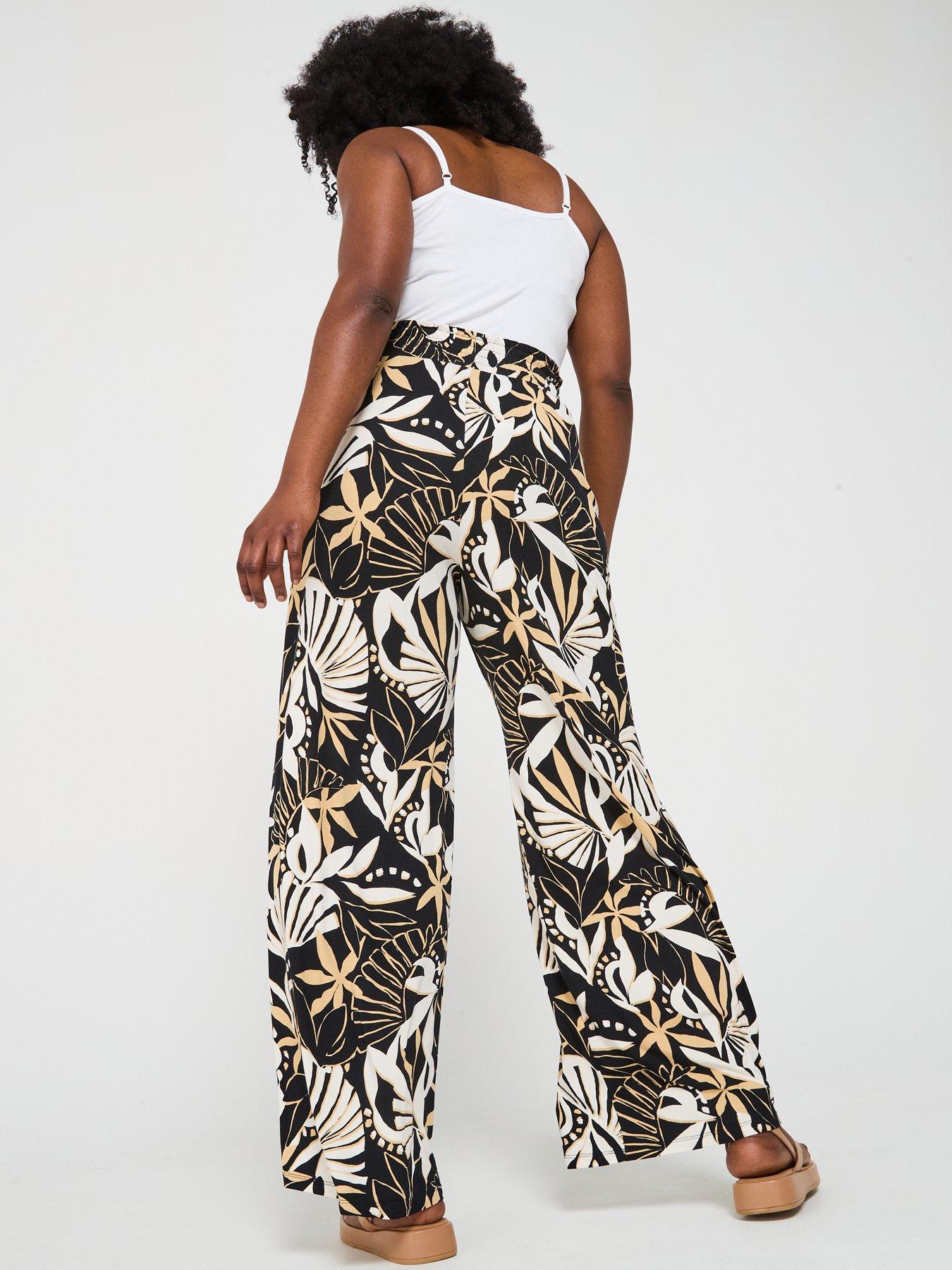 Image 4 of 6 of V by Very Curve Jersey Wide Leg Trouser - Print