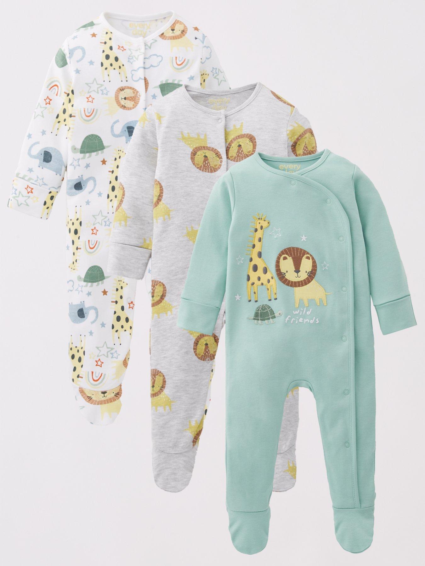 everyday-baby-boys-safari-3-pack-sleepsuit-multi