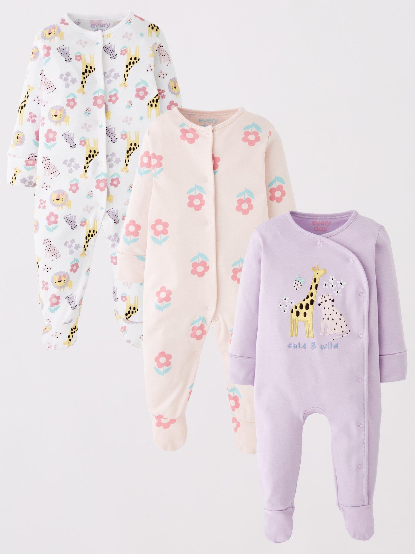everyday-baby-girls-3-pack-sleepsuit-multi