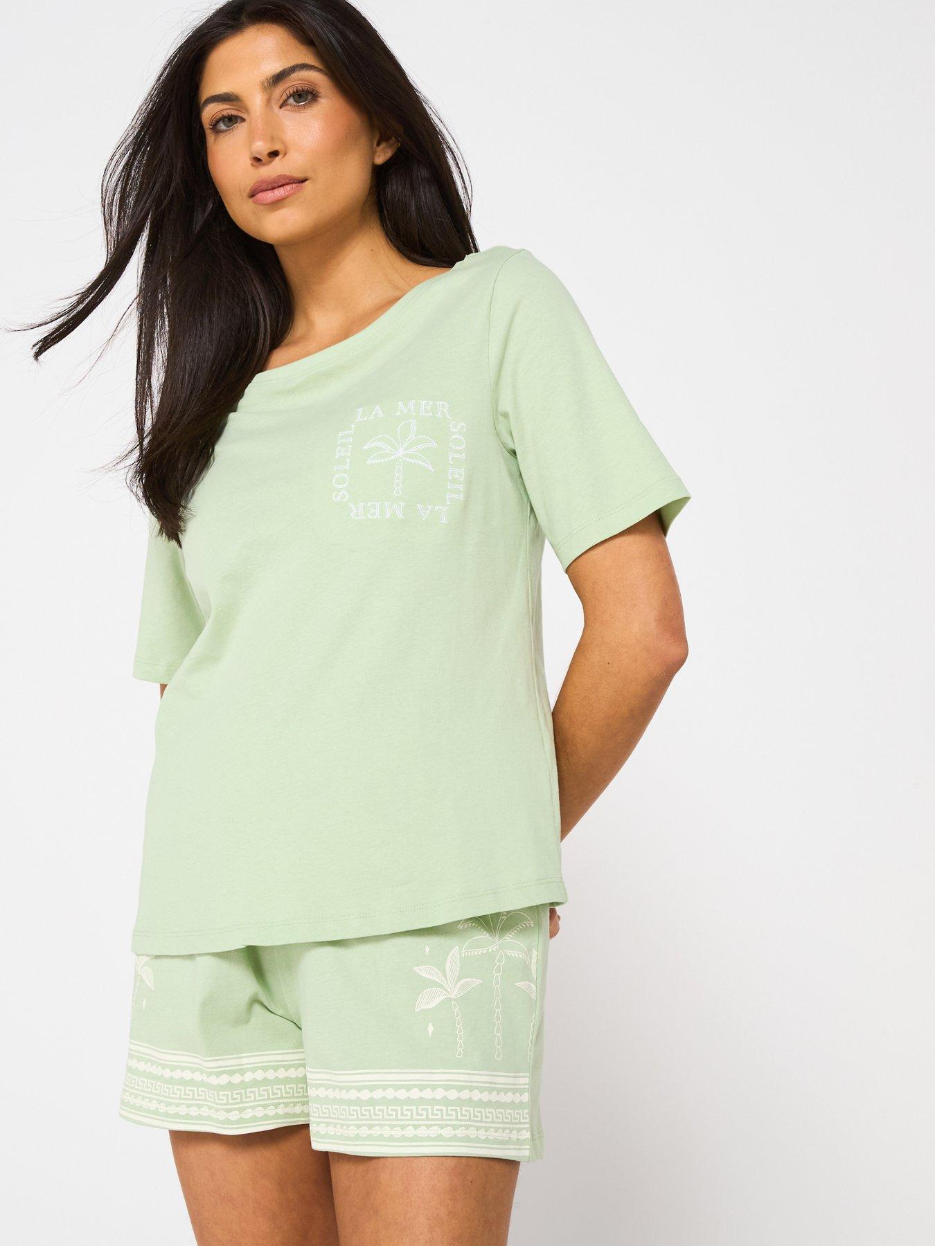 everyday-short-sleeve-palm-short-pyjama-set-sage-green