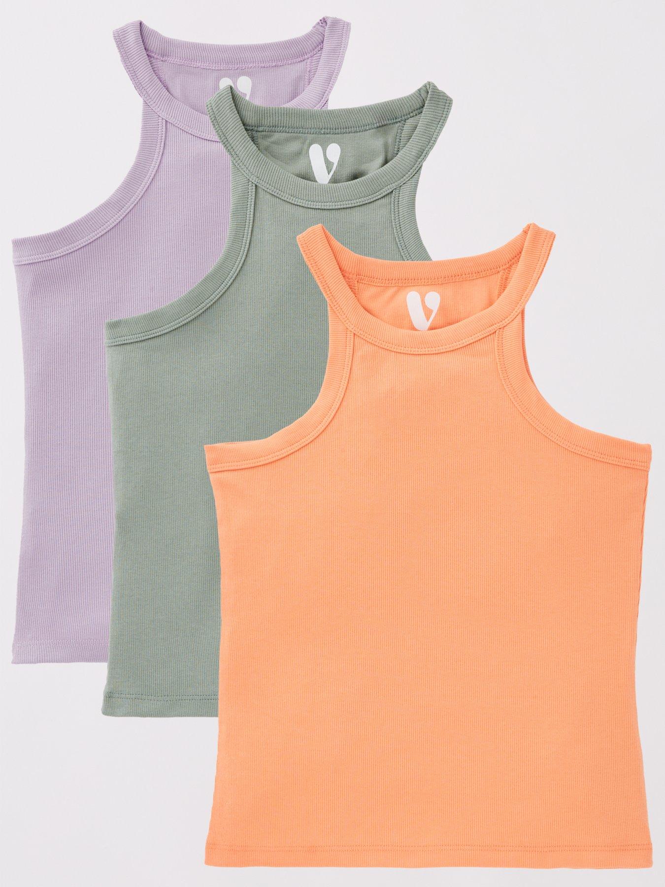  image of v-by-very-girls-3-pack-racer-vests-multi