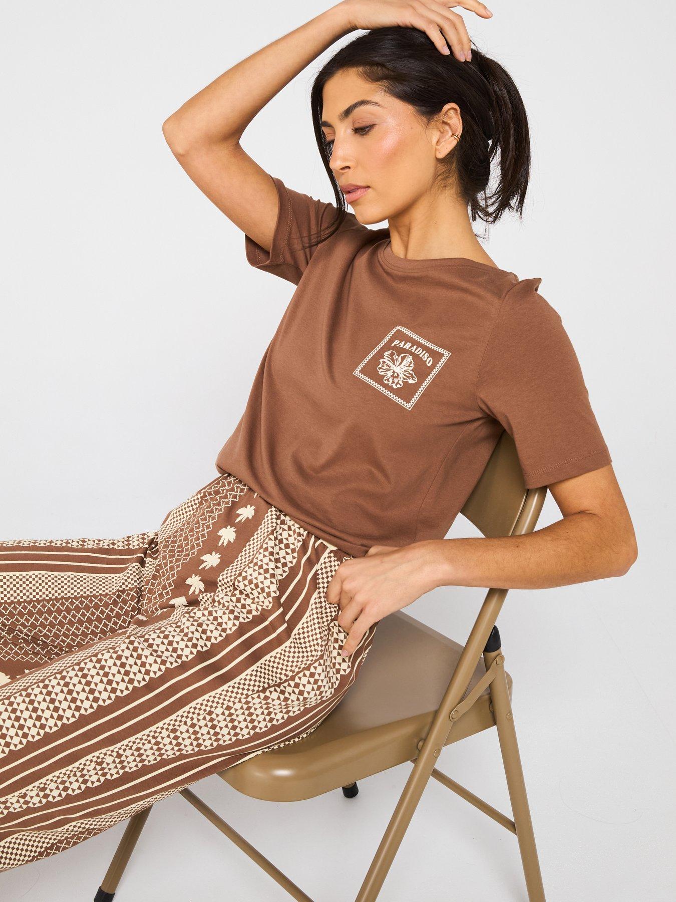  image of everyday-abstract-wide-leg-long-pyjama-set-beige