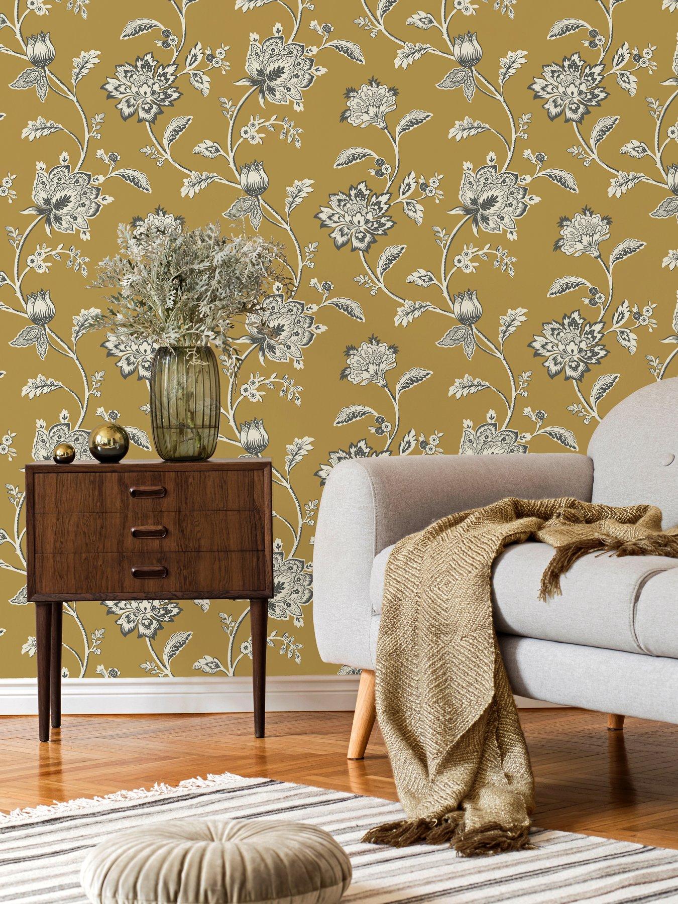 undefined uliette Floral Wallpaper in Yellow