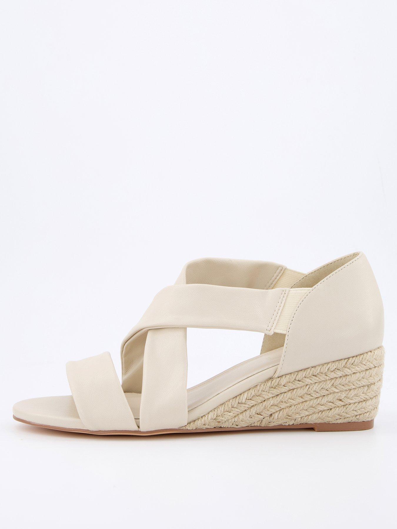 Everyday Wide Fit Low Strappy Wedge Sandals - Bone