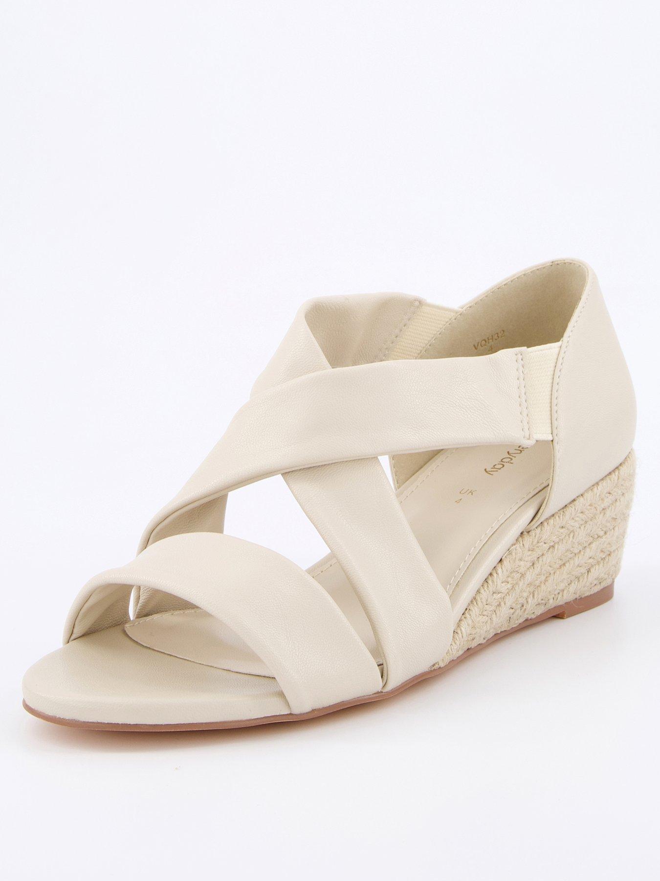  image of everyday-wide-fit-low-strappy-wedge-sandals-bone