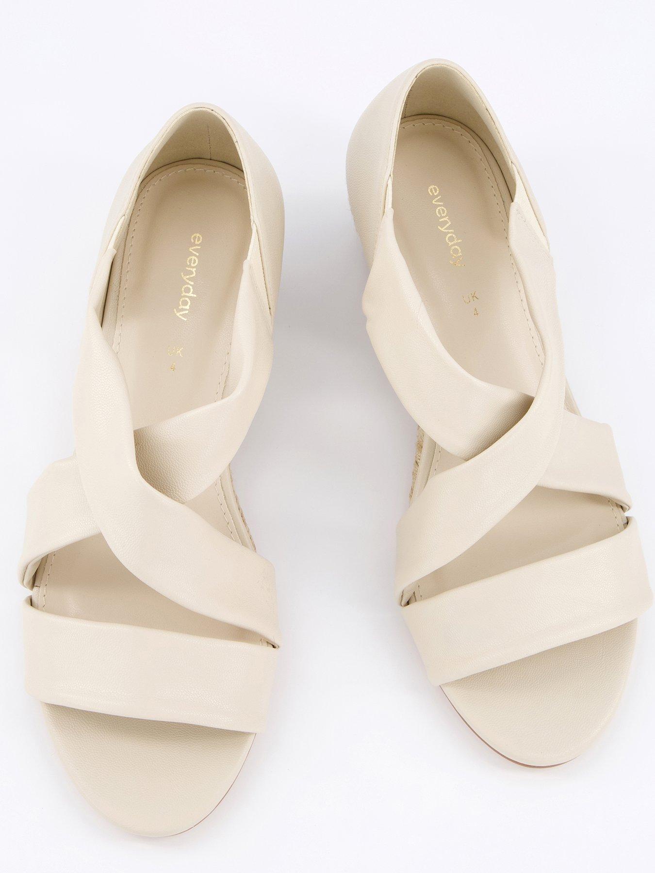  image of everyday-wide-fit-low-strappy-wedge-sandals-bone