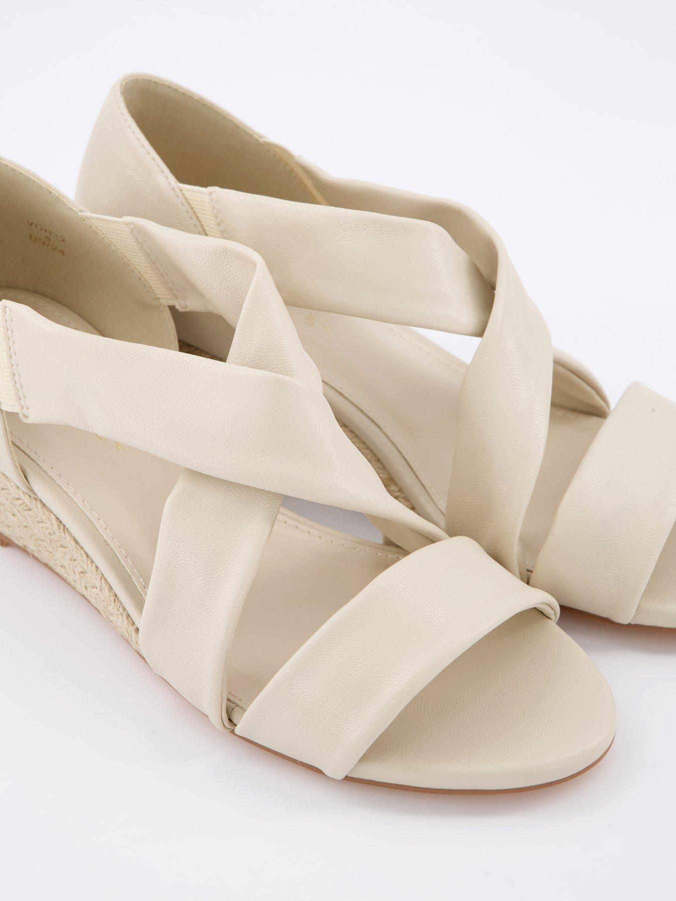  image of everyday-wide-fit-low-strappy-wedge-sandals-bone