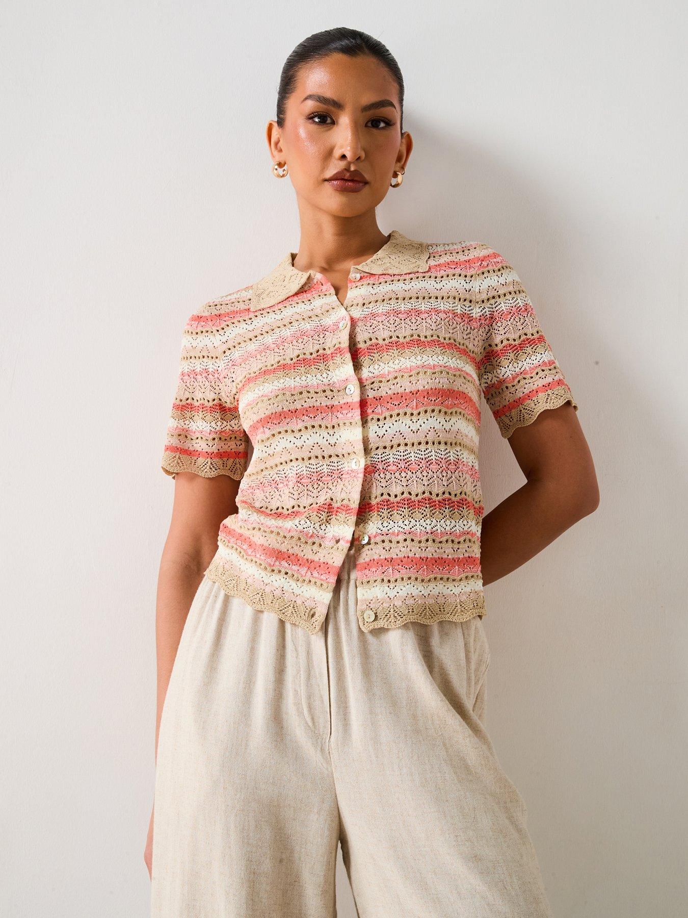 v-by-very-collared-pointelle-short-knitted-shirt-multi