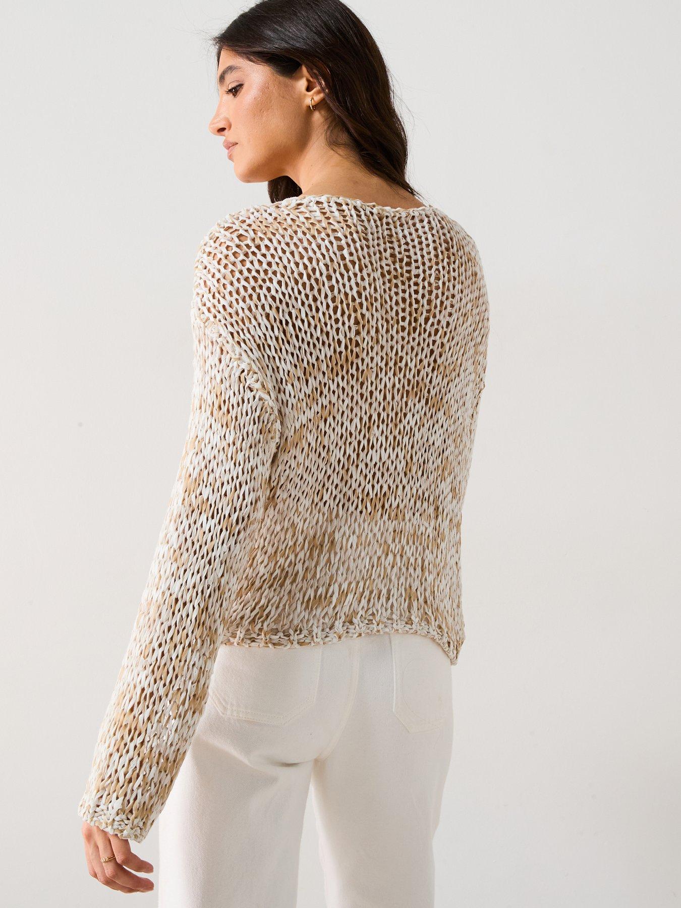  image of v-by-very-wide-neck-crochet-jumper-neutral