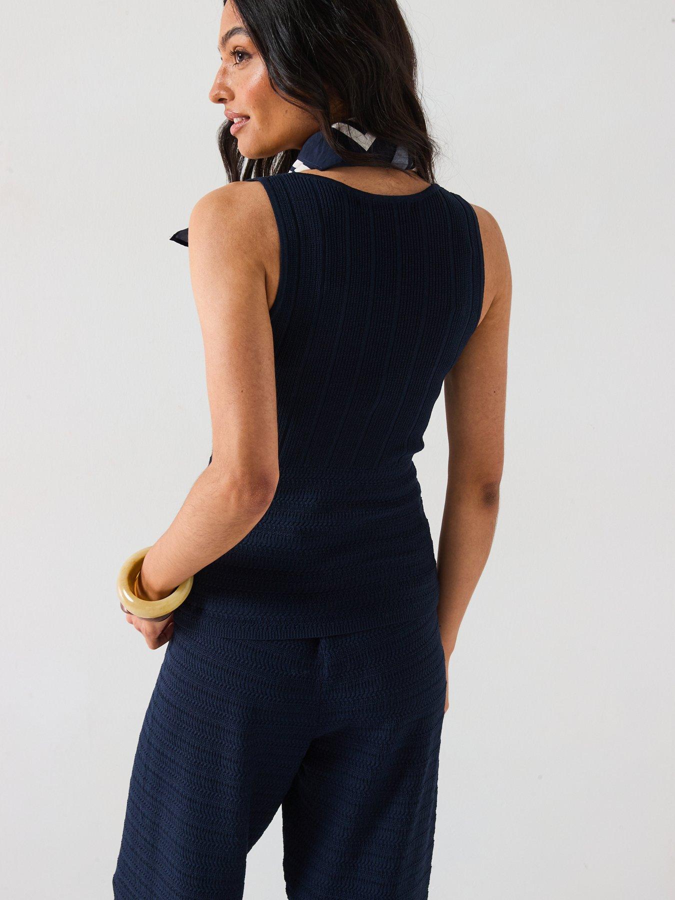 stillFront image of v-by-very-flower-applique-knitted-top-co-ord-blue