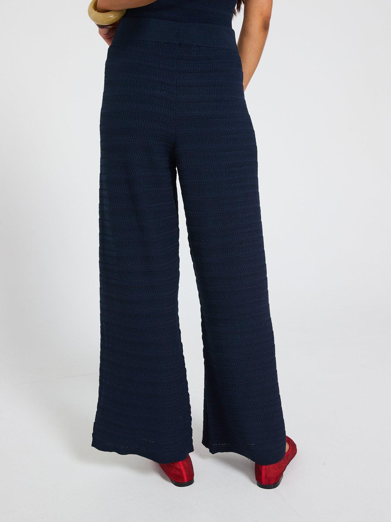  image of v-by-very-wide-leg-kick-flare-knitted-trouser-co-ord-blue