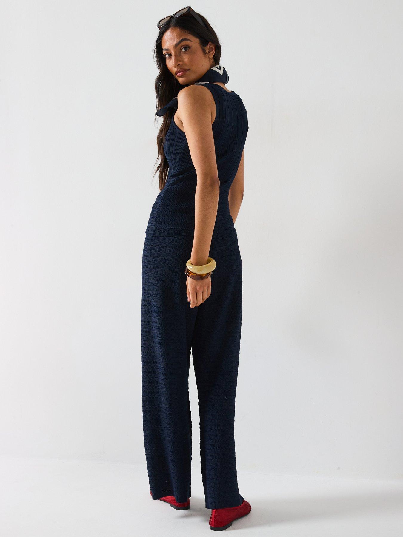  image of v-by-very-wide-leg-kick-flare-knitted-trouser-co-ord-blue