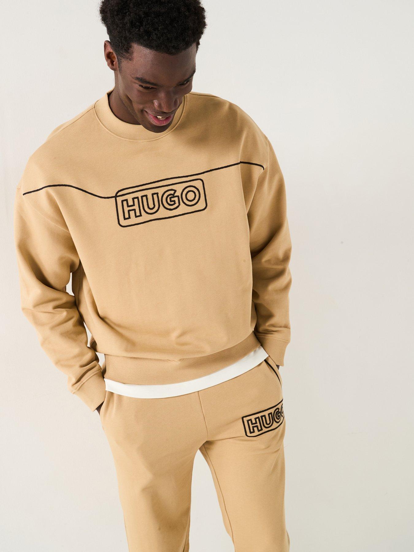 undefined Noideryos Loose Fit Stitch Logo Crew Neck Sweatshirt - Beige
