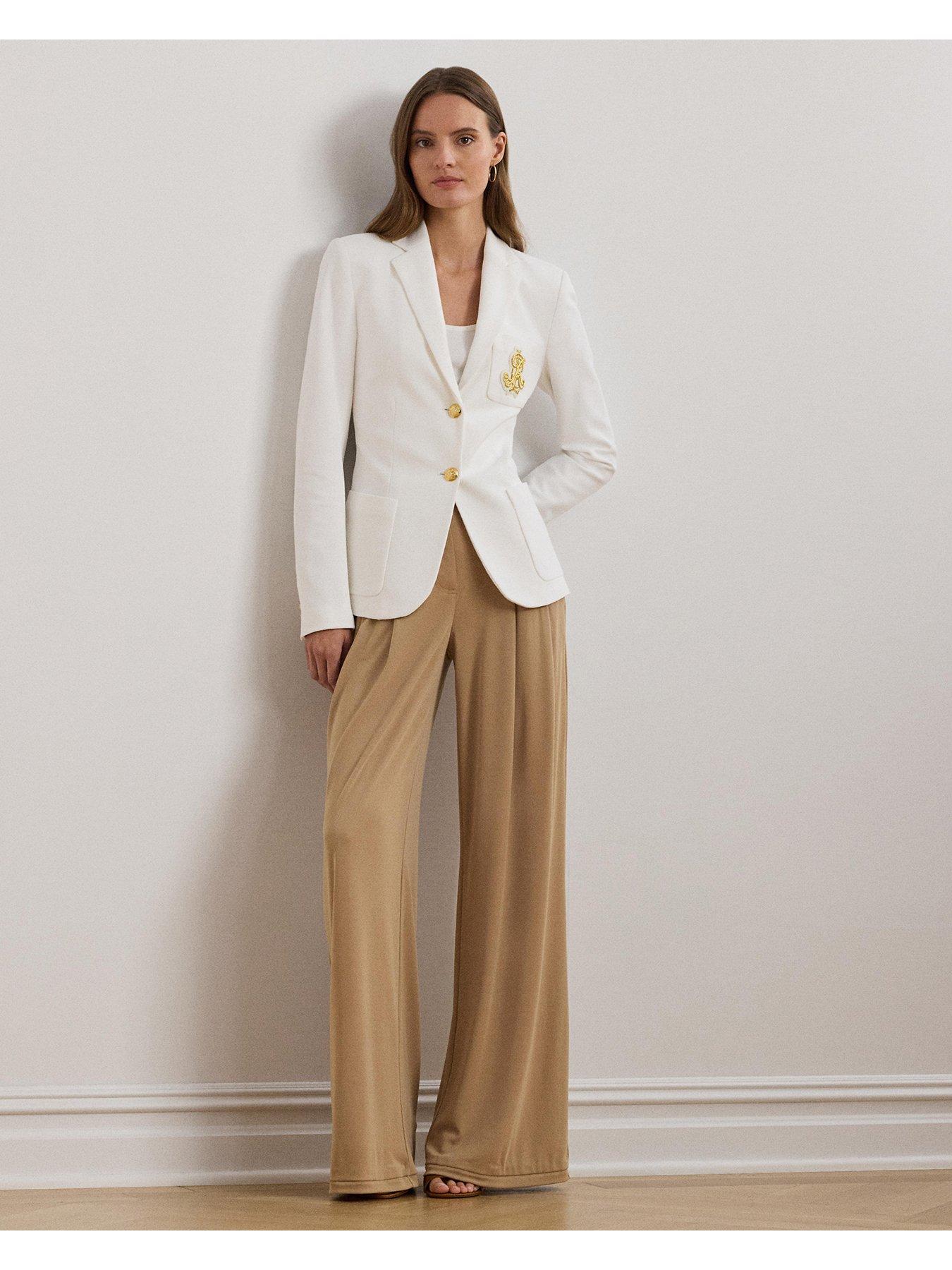 Image 3 of 6 of Lauren by Ralph Lauren Logo Blazer - White