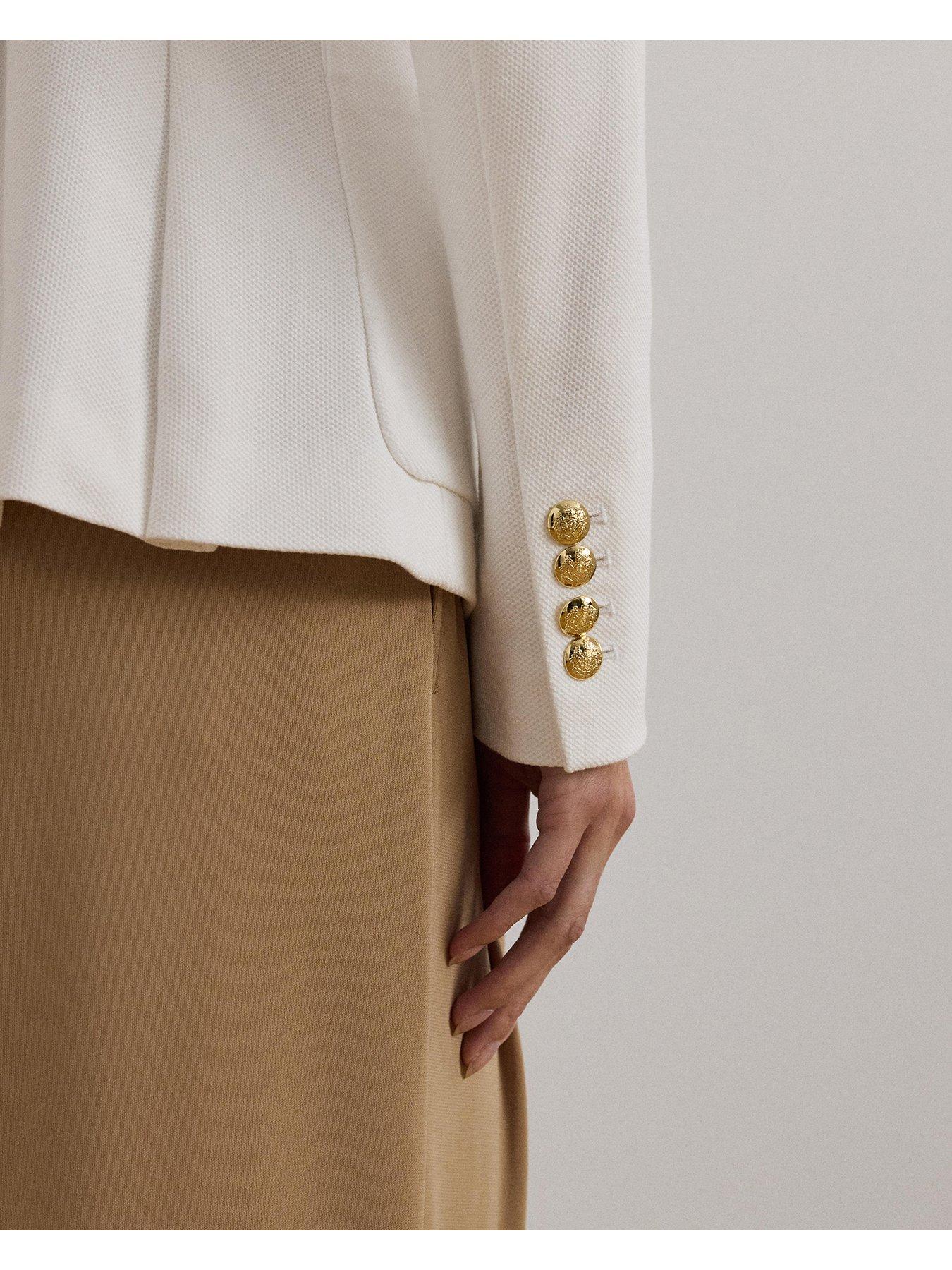 Image 5 of 6 of Lauren by Ralph Lauren Logo Blazer - White