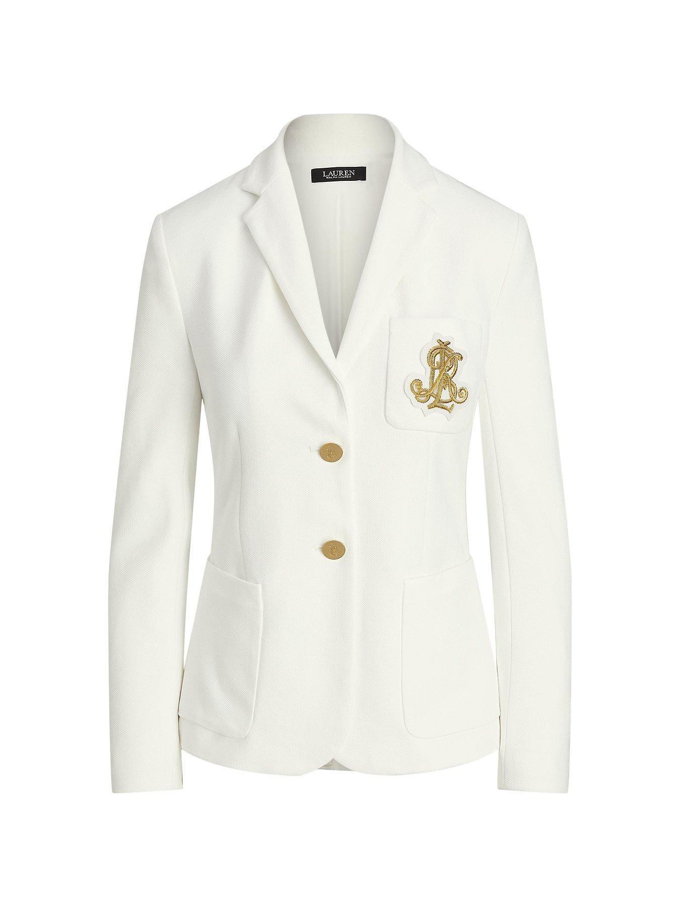 Image 6 of 6 of Lauren by Ralph Lauren Logo Blazer - White
