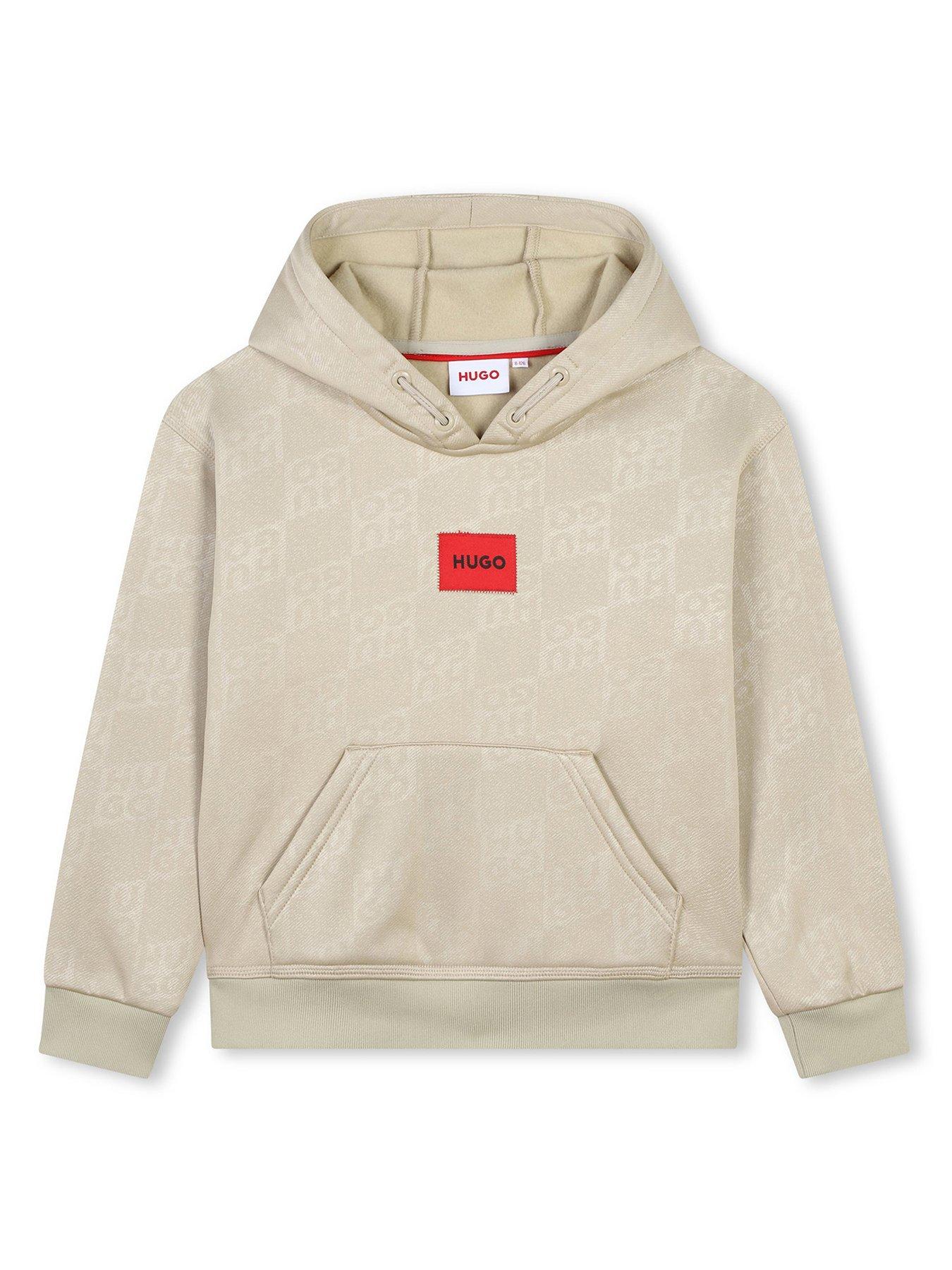 undefined Boys Check Monogram Hoodie - Beige