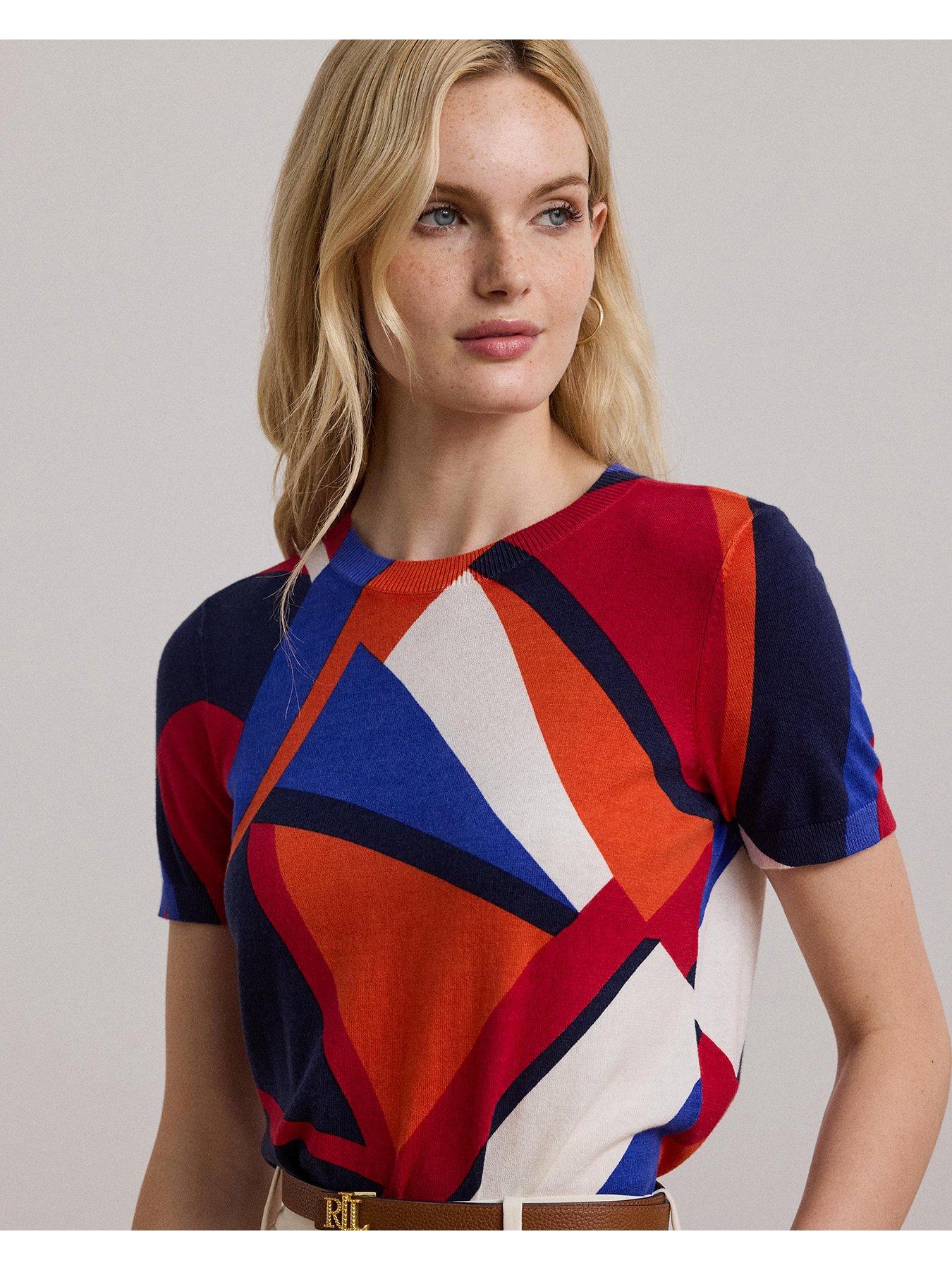  image of lauren-by-ralph-lauren-elelah-short-sleeve-jumper-blue