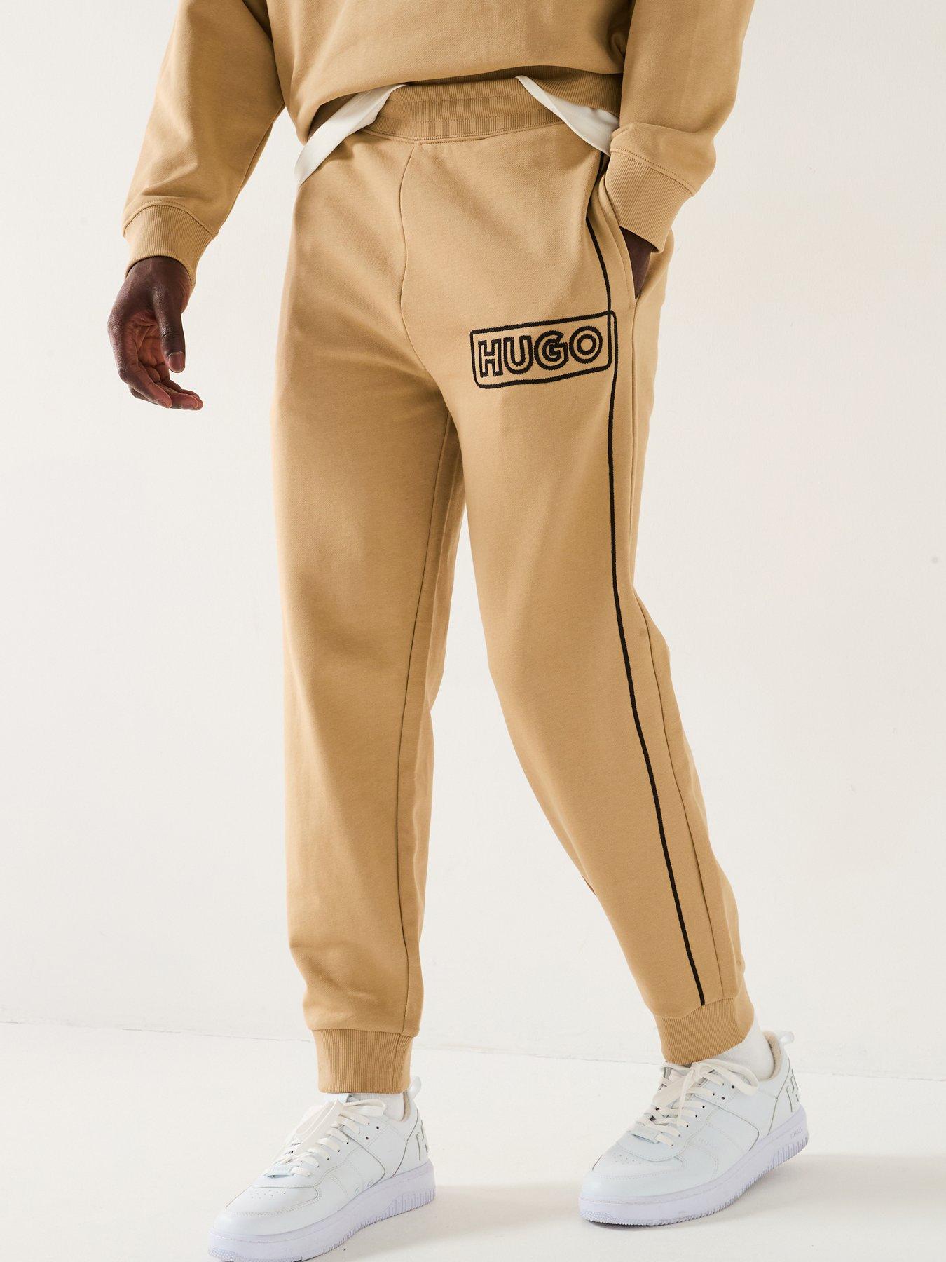 hugo-noiderpant-stitch-logo-cuff-joggers-beige