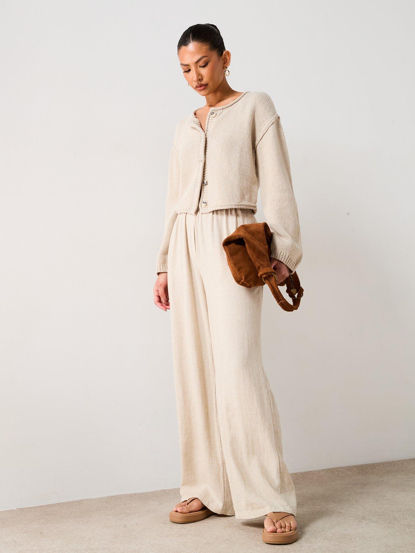  image of v-by-very-cotton-rich-rolled-edge-short-cardigan-beige