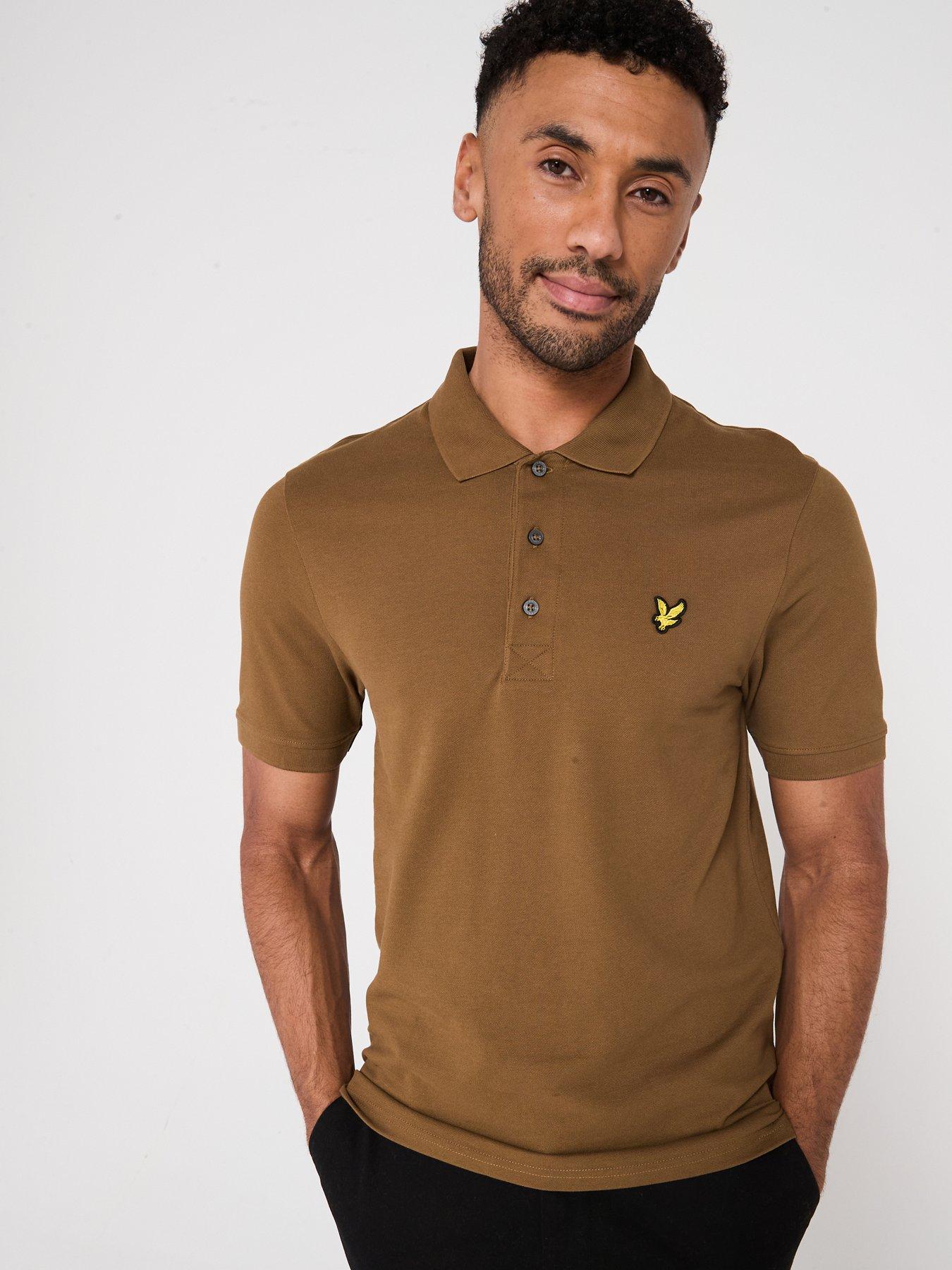 undefined Plain Short Sleeve Polo Shirt - Brown