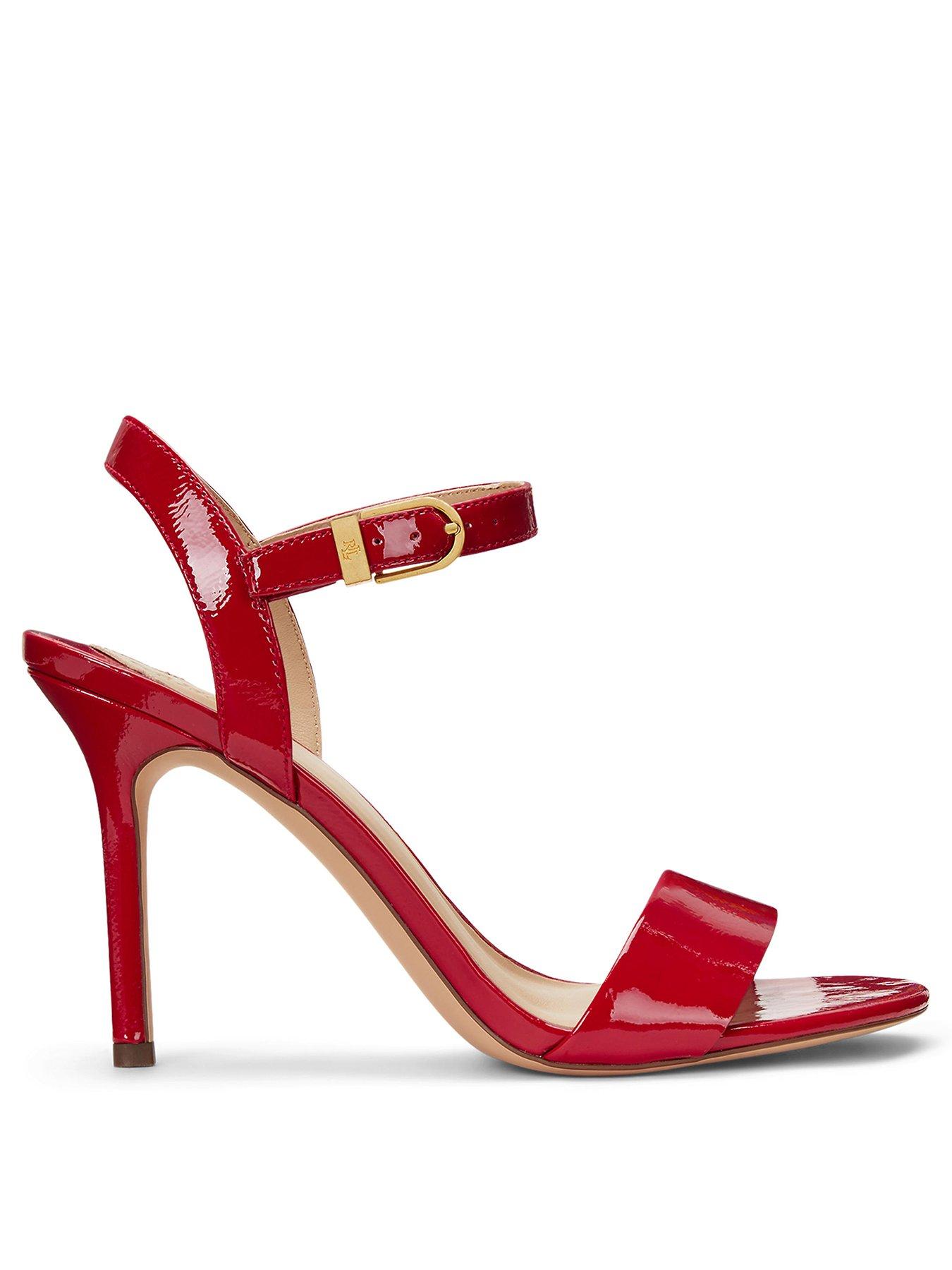 Lauren by Ralph Lauren Gwen Crinkle Patent Leather Sandals Red