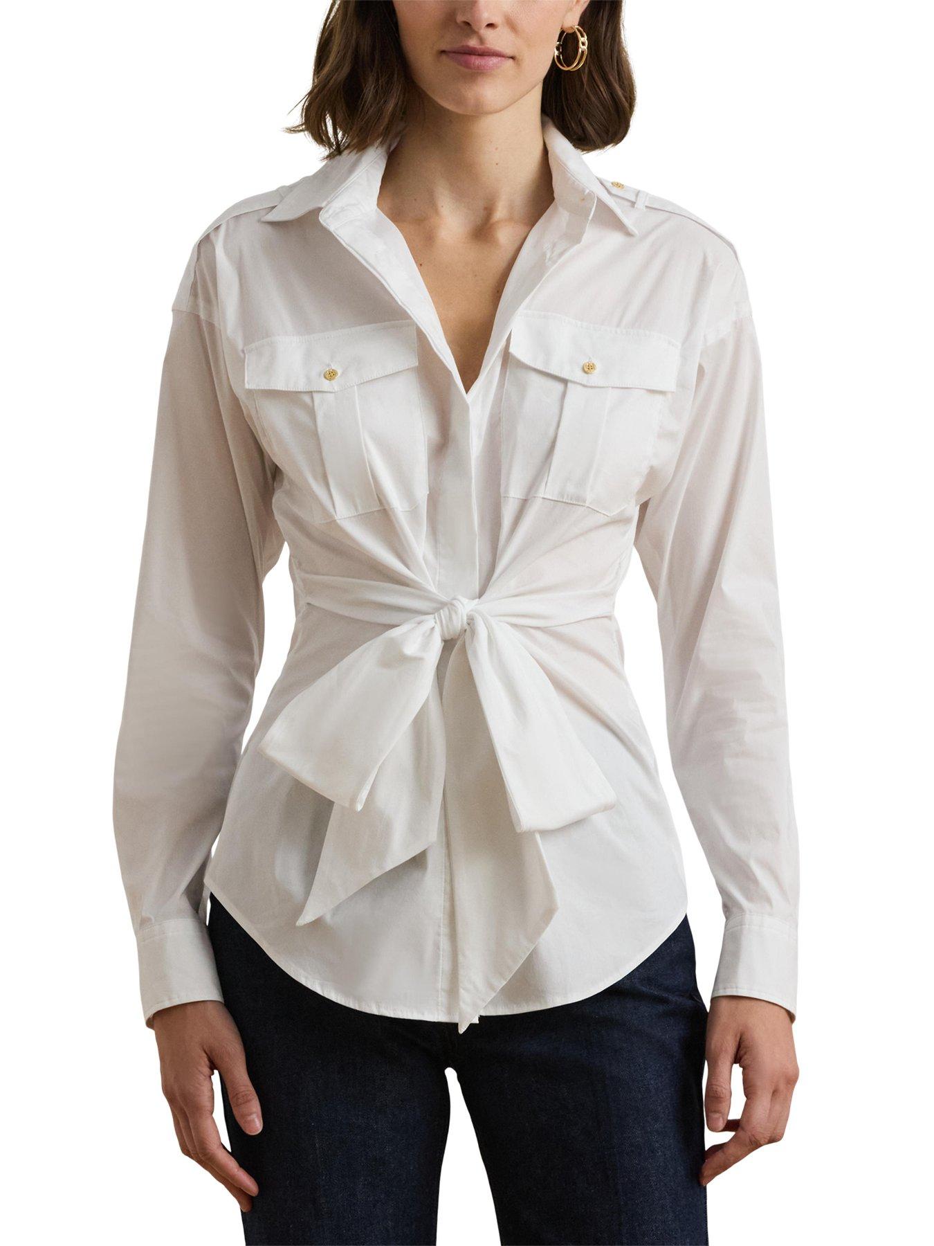  image of lauren-by-ralph-lauren-gionna-long-sleeve-bow-detail-shirt-white