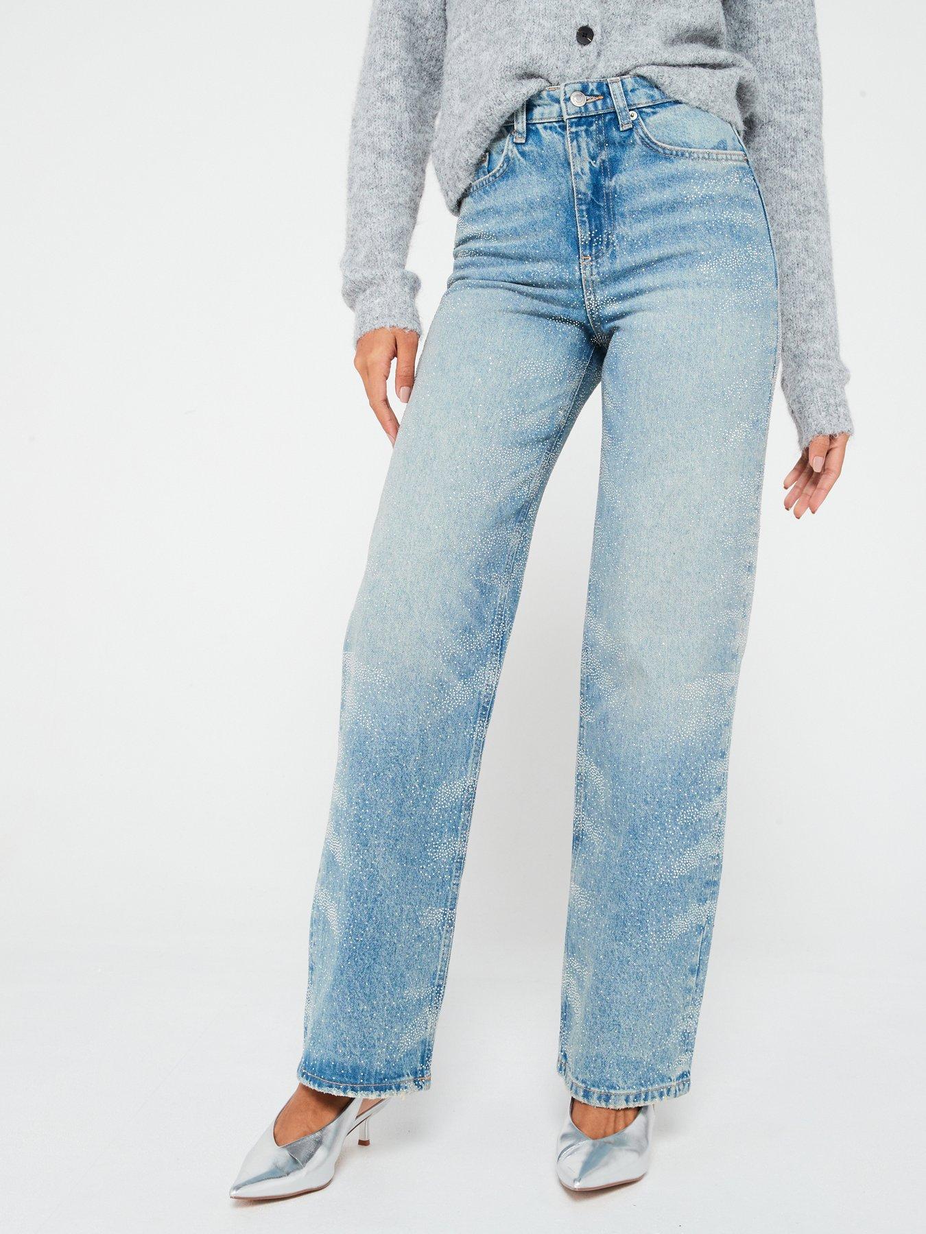 undefined High Rise Wide Leg Jean - Denim - Light Blue