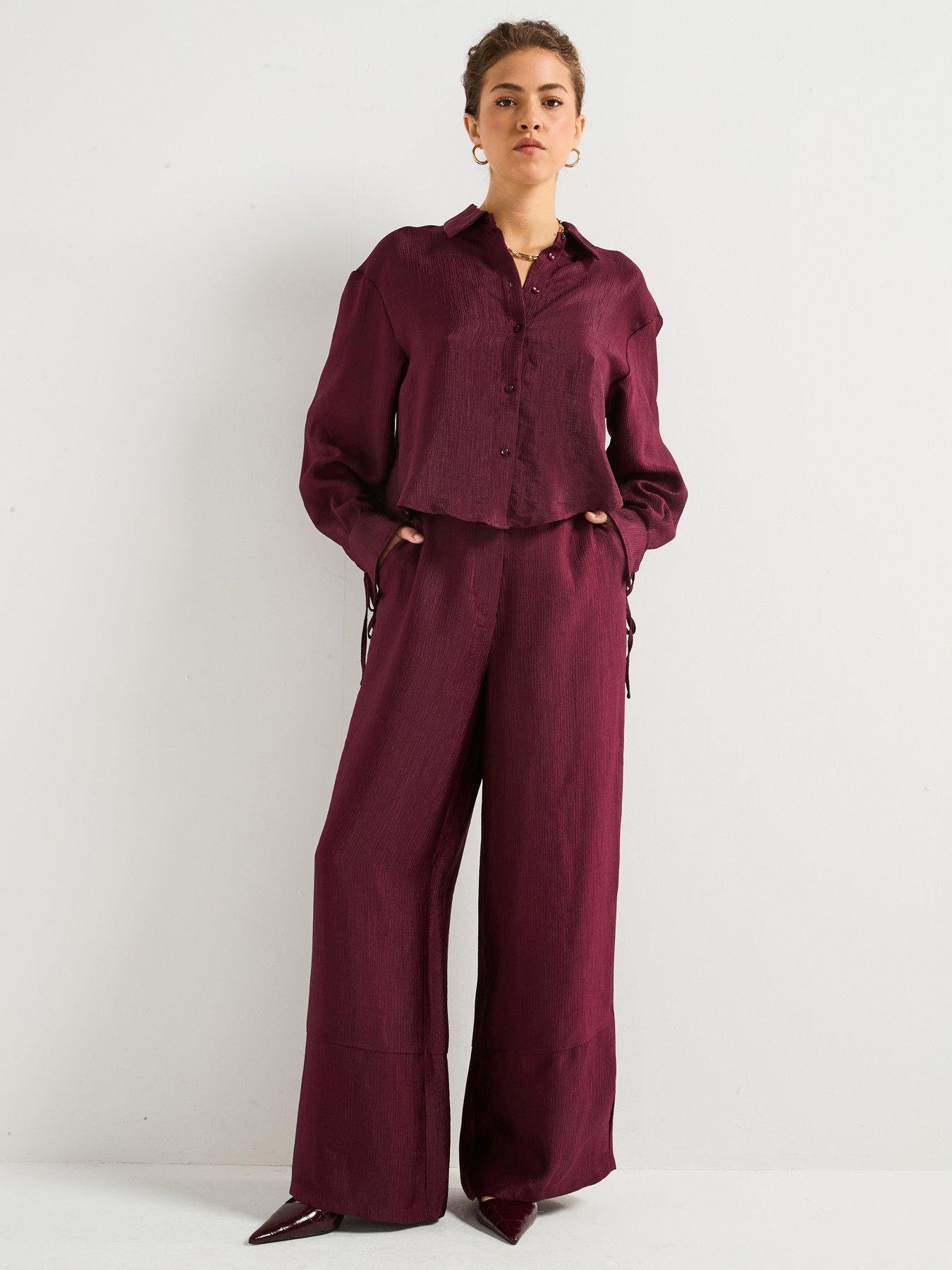 Vero Moda Long Sleeve Fold Up Shirt - Red
