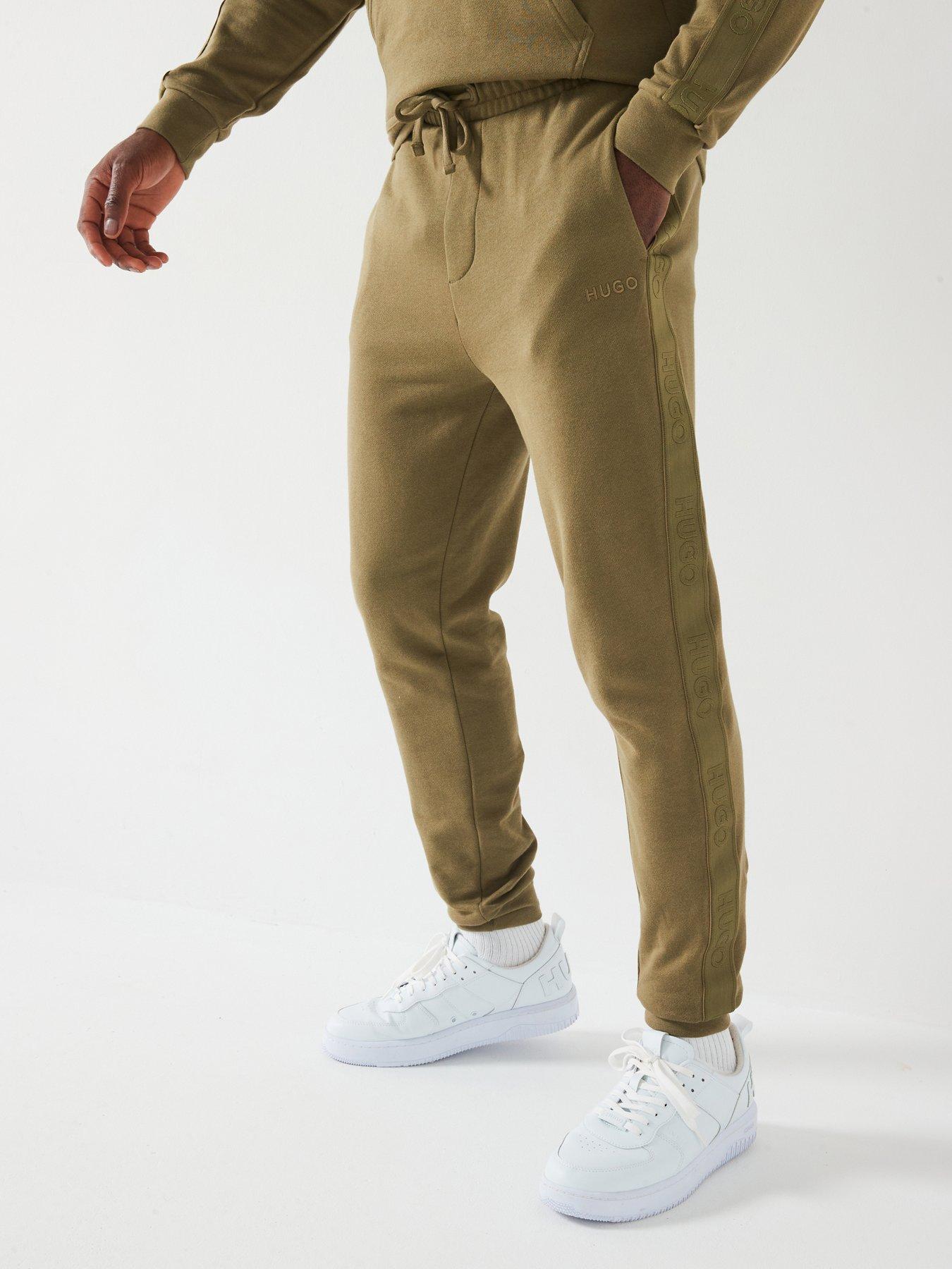 hugo-tonal-tape-logo-cuff-joggers-khaki