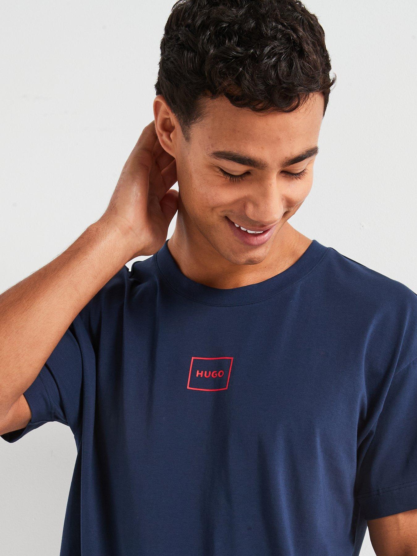  image of hugo-laze-relaxed-fit-loungewear-t-shirt-navy