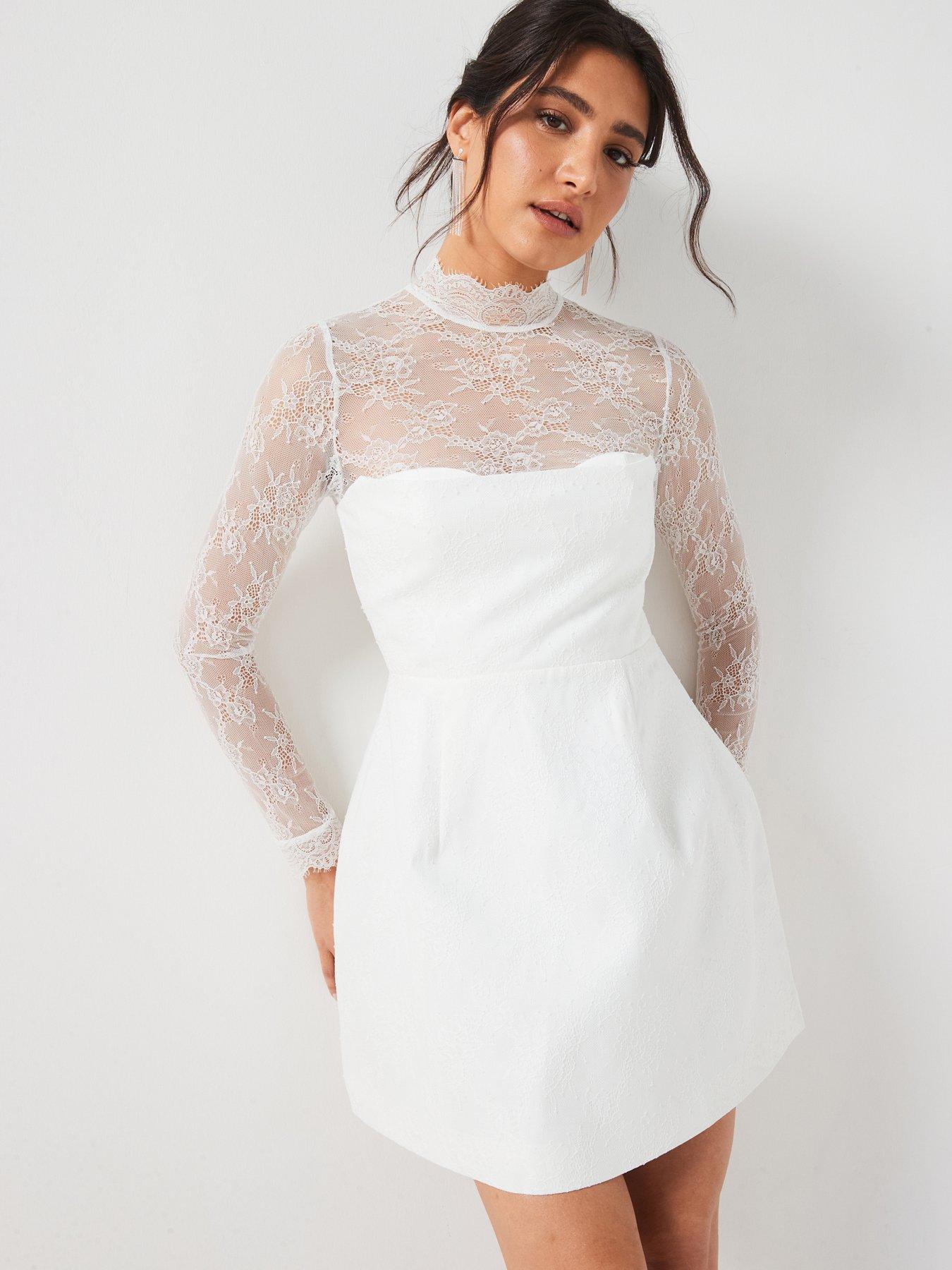 Six Stories Lace Sleeve Mini Dress - Ivory