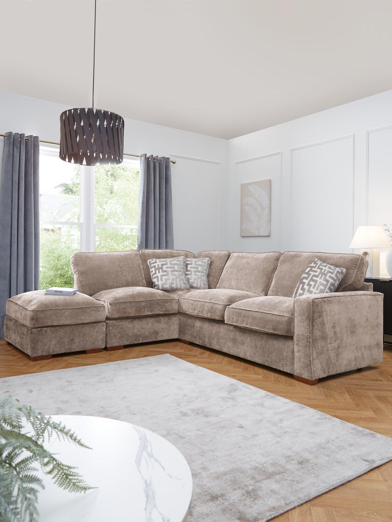 undefined Monaco Left Hand Corner Fabric Chaise Sofa with Footstool - Made to Order in the UK