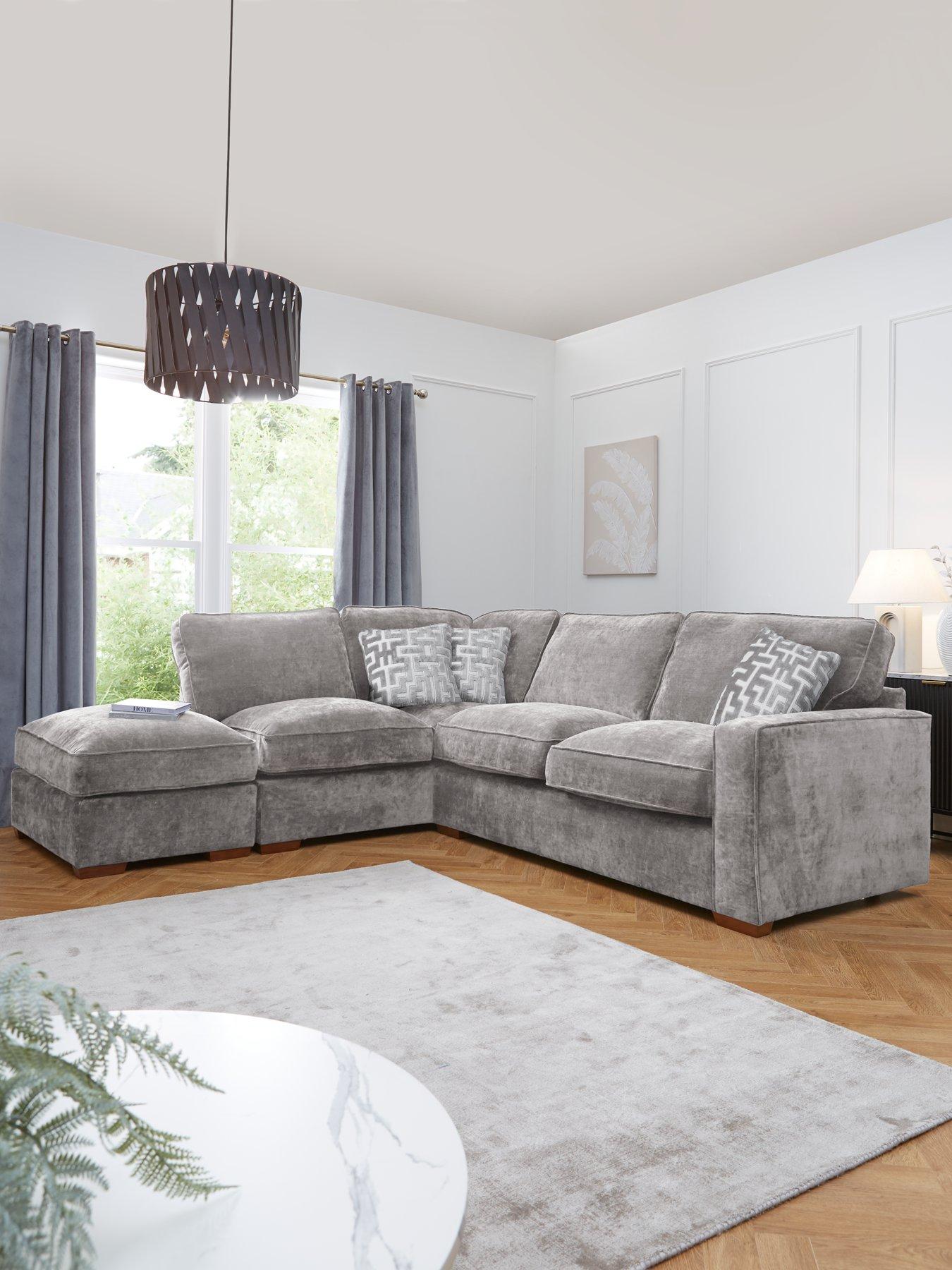 undefined Monaco Left Hand Corner Fabric Chaise Sofa with Footstool - Made to Order in the UK