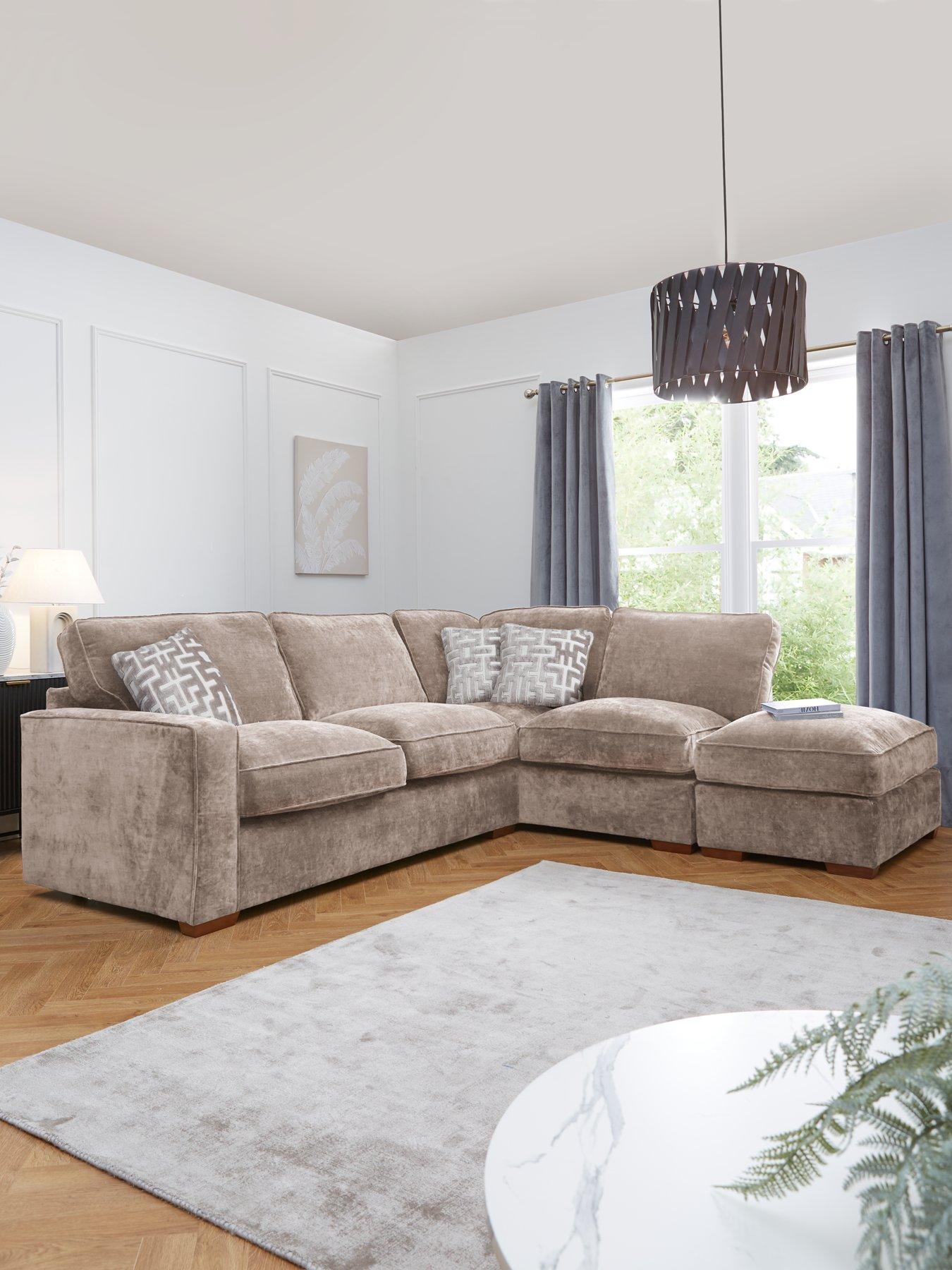 Very Home Monaco Right Hand Corner Fabric Chaise Sofa with Footstool - Made to Order in the UK