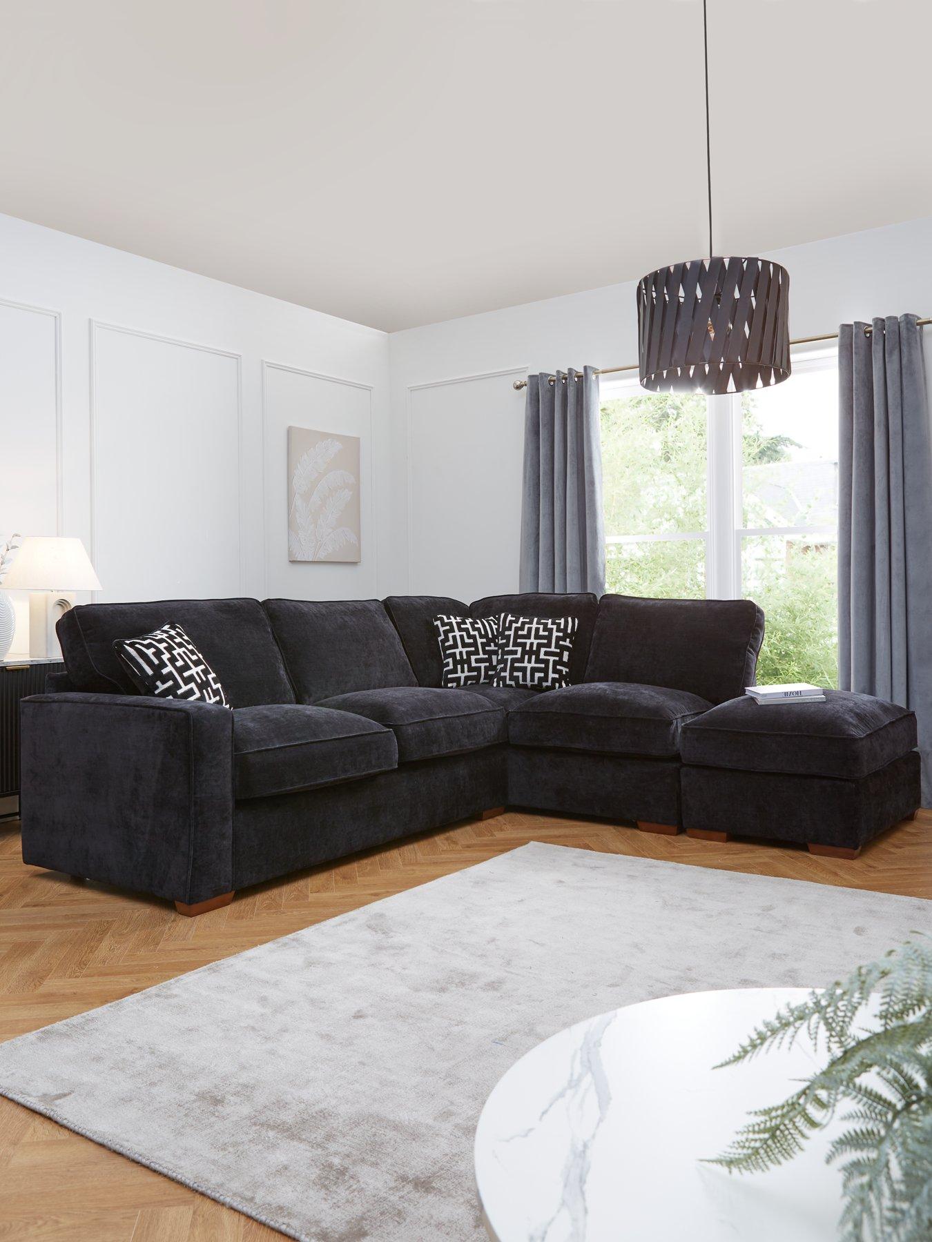 Image 1 of 7 of Very Home Monaco Right Hand Corner Fabric Chaise Sofa with Footstool&nbsp;- Made to Order in the UK