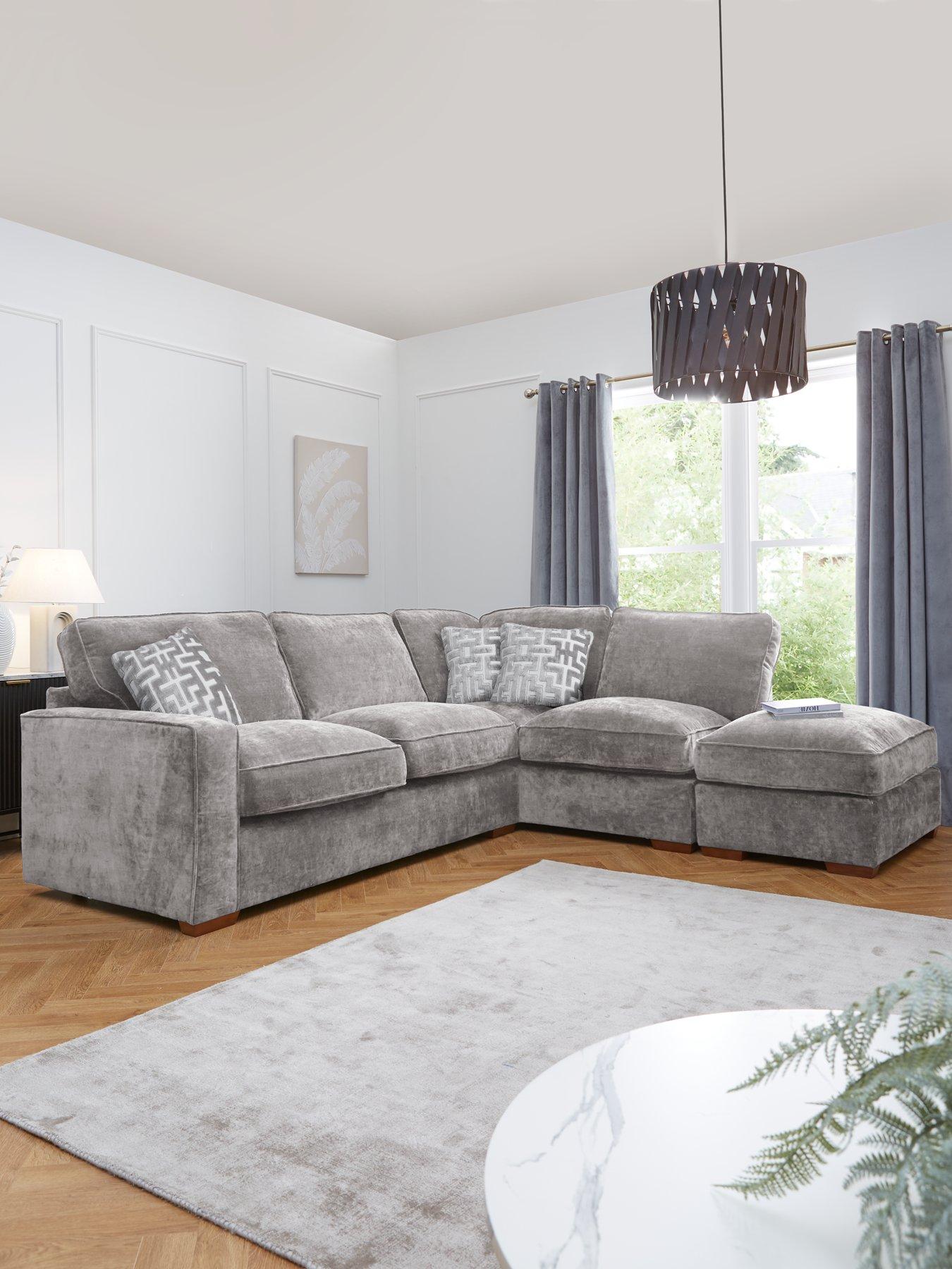undefined Monaco Right Hand Corner Fabric Chaise Sofa with Footstool - Made to Order in the UK
