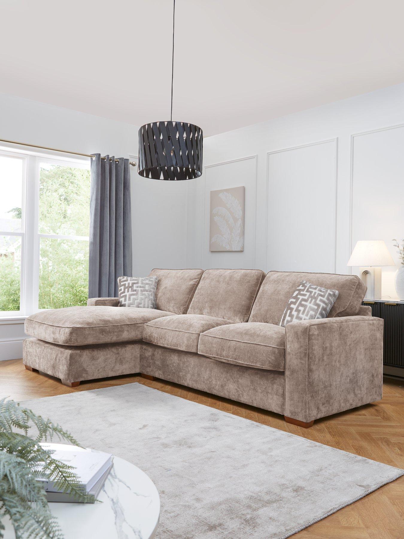 Very Home Monaco Left Hand 3 Seater Fabric Chaise Sofa - Made to Order in the UK