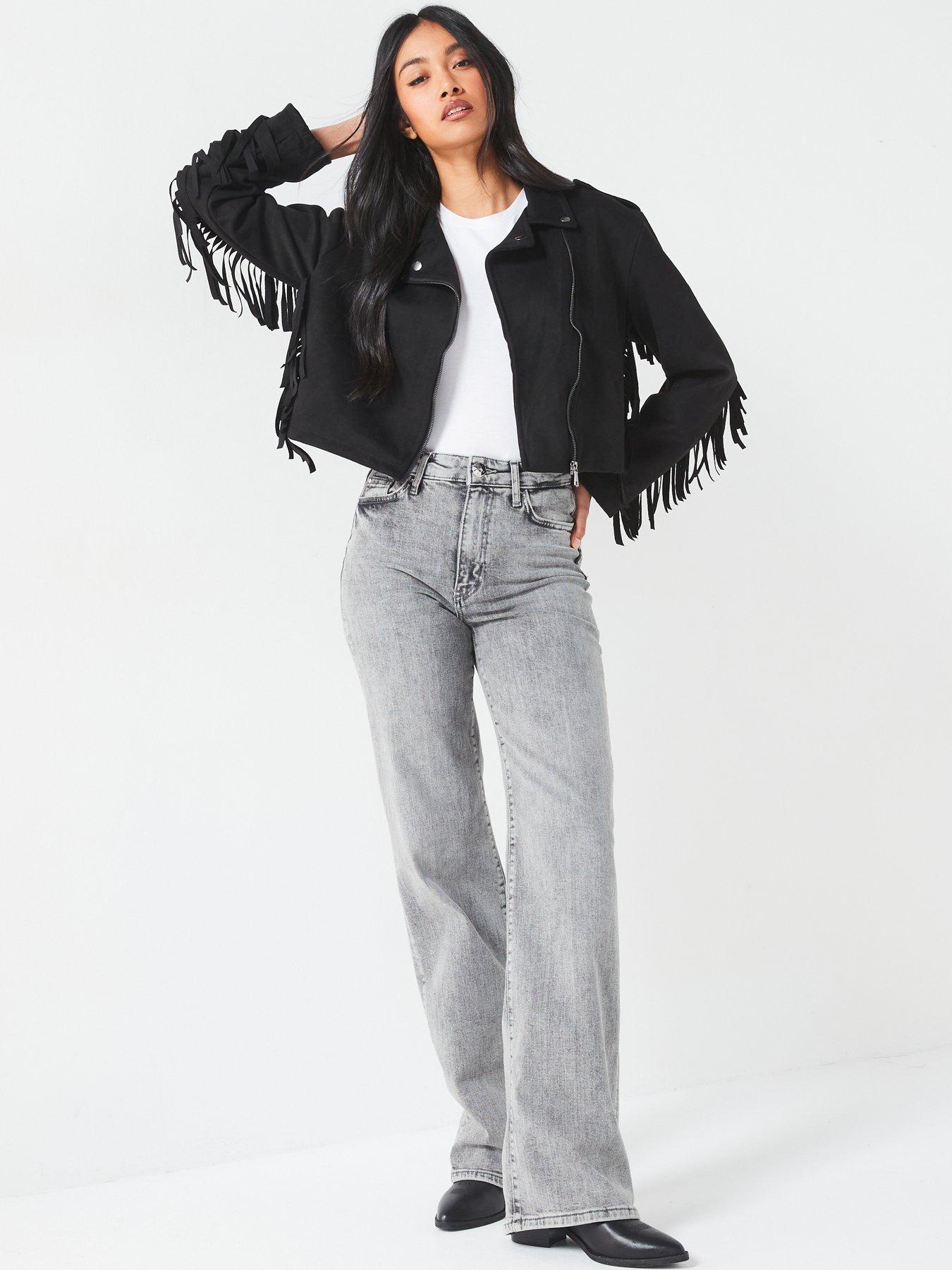 Suedette Fringe Jacket Black